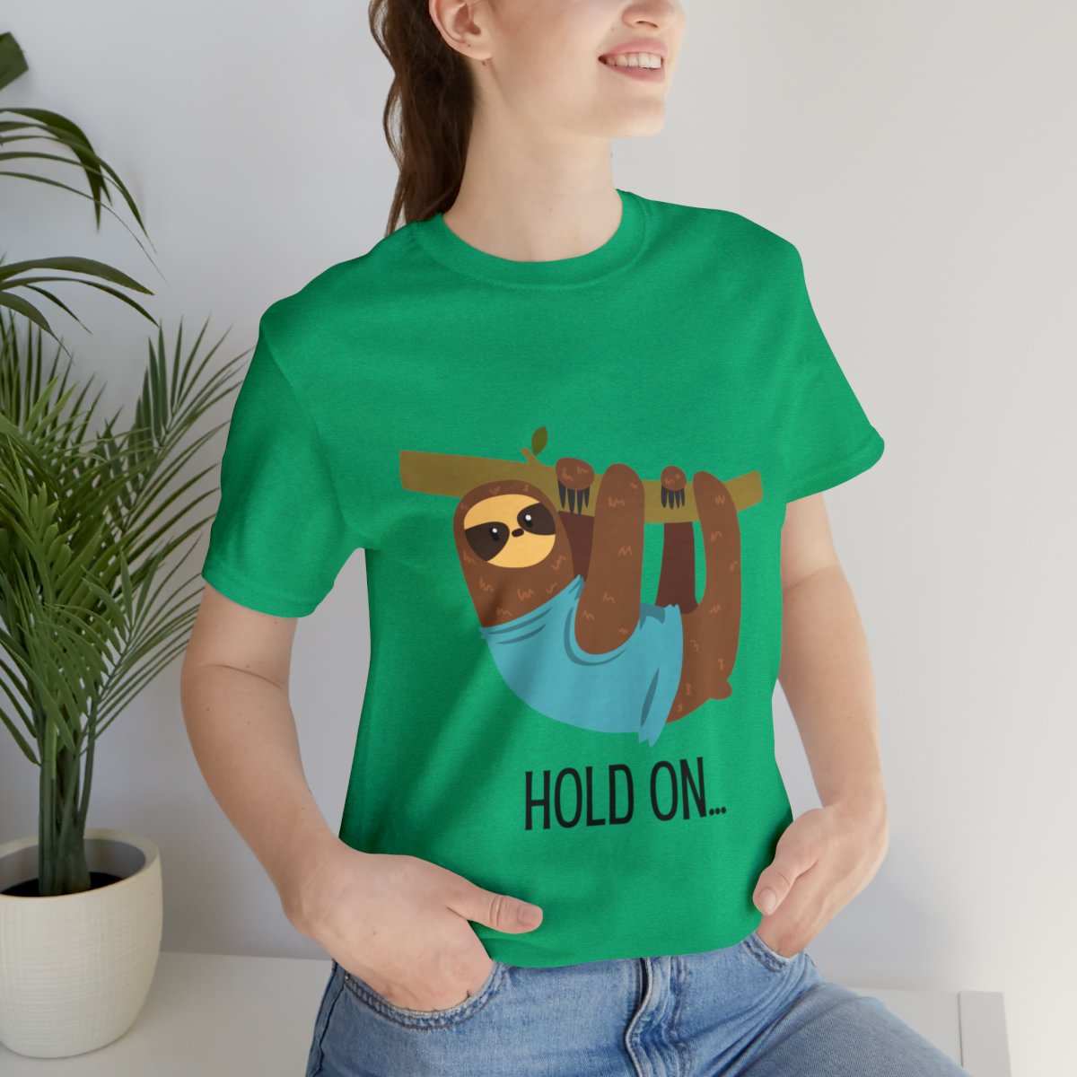 Hold On Sloth Hanging On Tree Branch Shirts - Green.jpeg