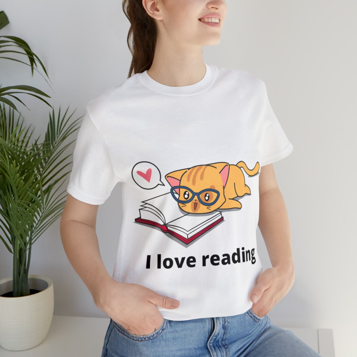I Love Reading Cat And Book Shirts - White.jpeg