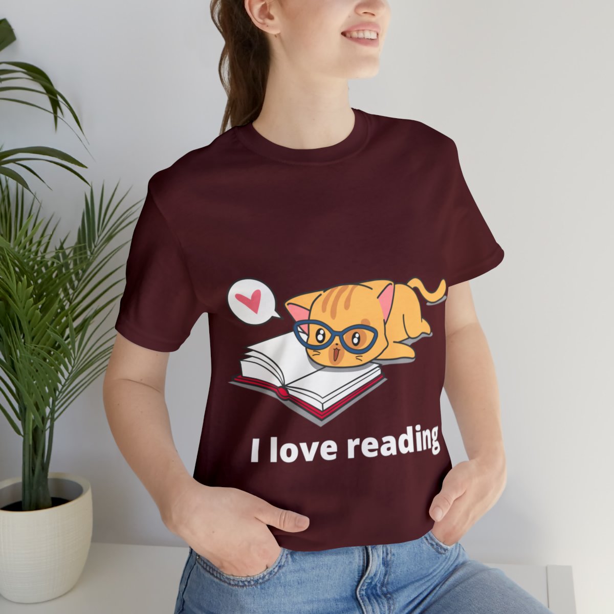 I Love Reading Cat And Book Shirts - Maroon.jpeg