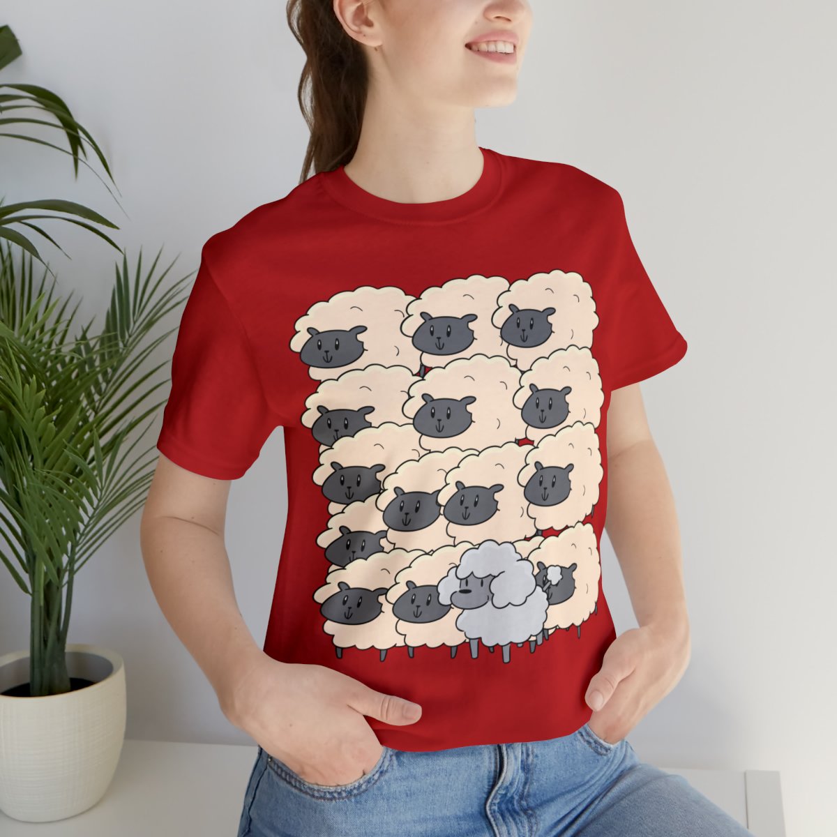 Poodle Hiding In A Herd Of Sheep Shirts - Red.jpeg