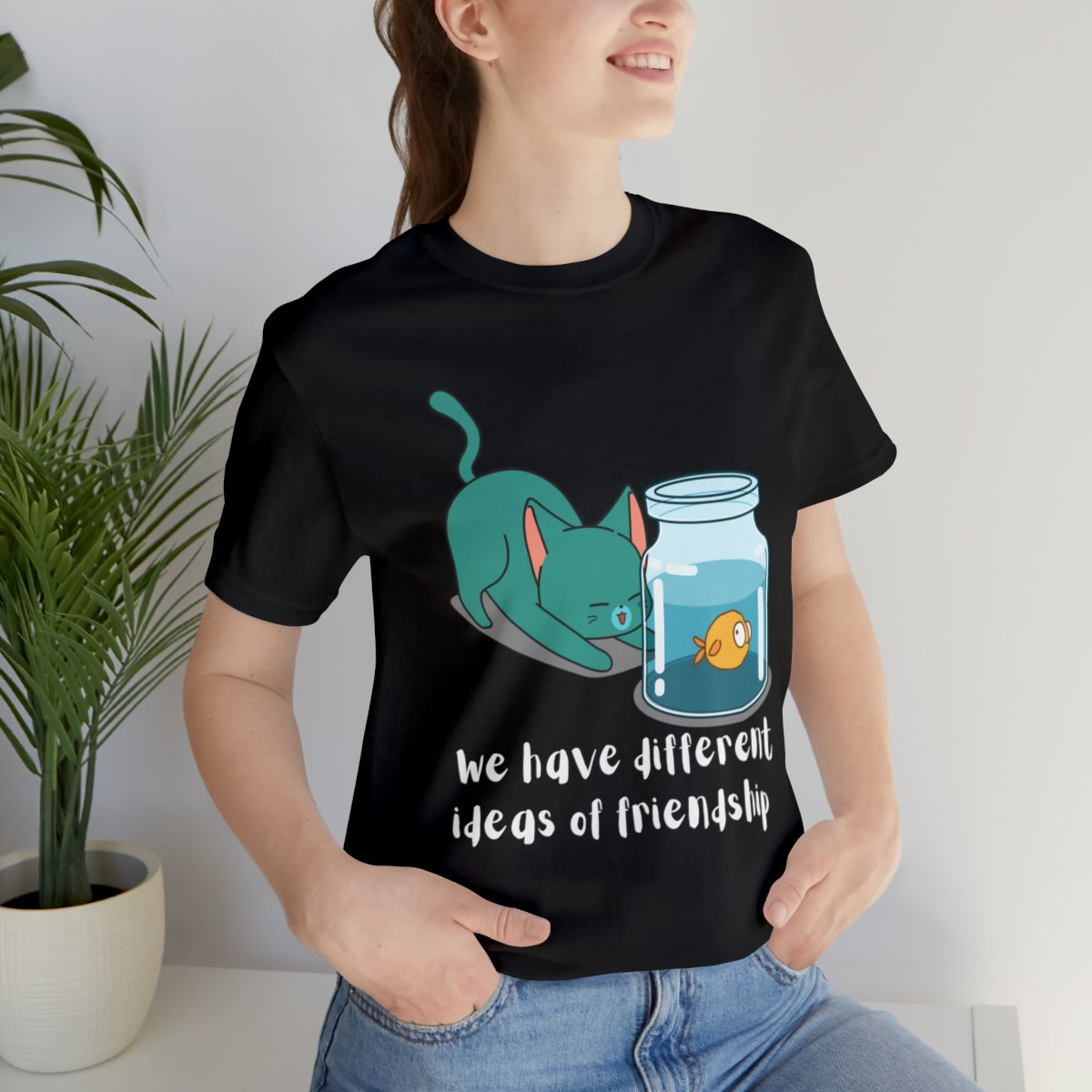 We Have Different Idea of Friendship Naughty Cat and Fish T-Shirt