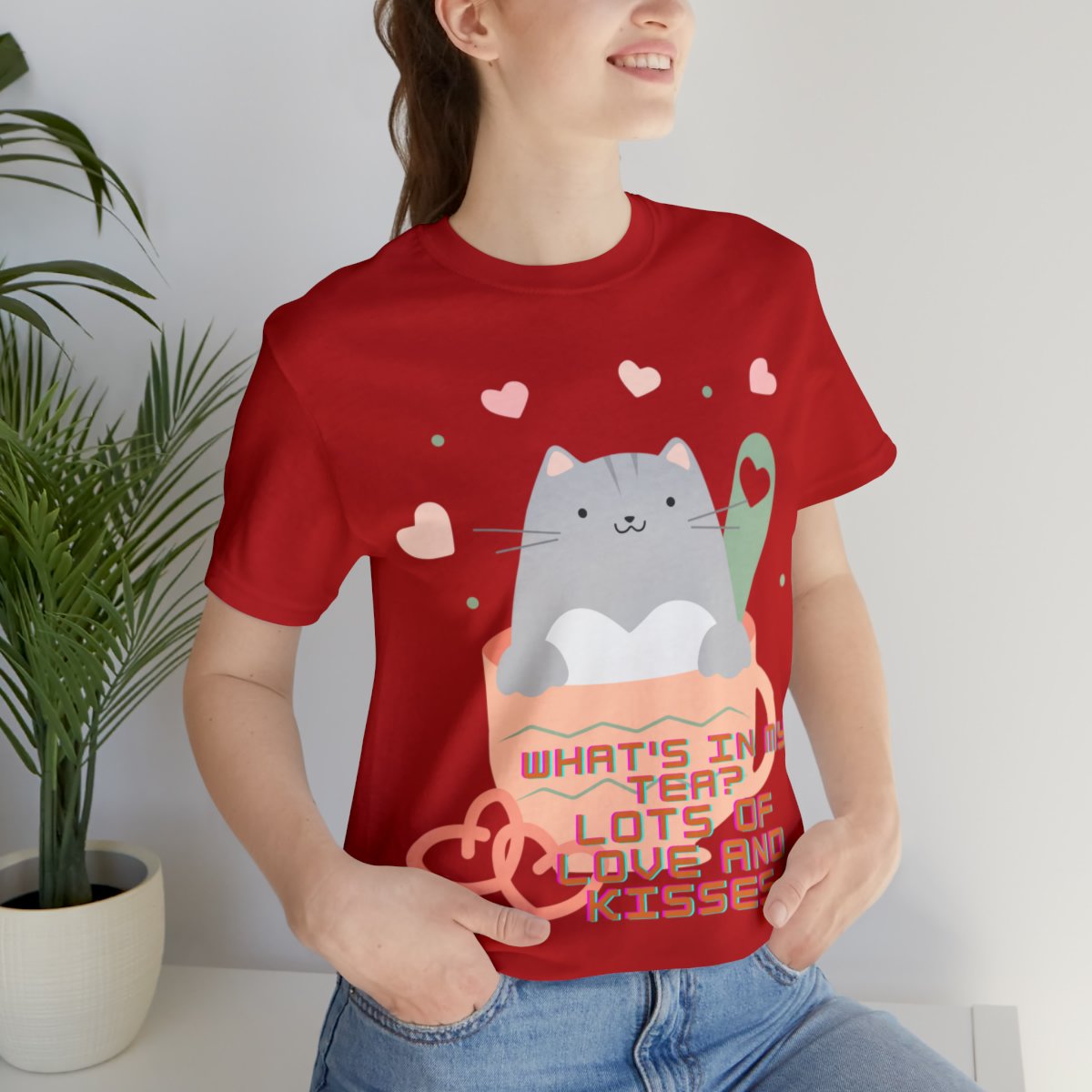 Cat In Tea Cup Shirts - Red.jpeg