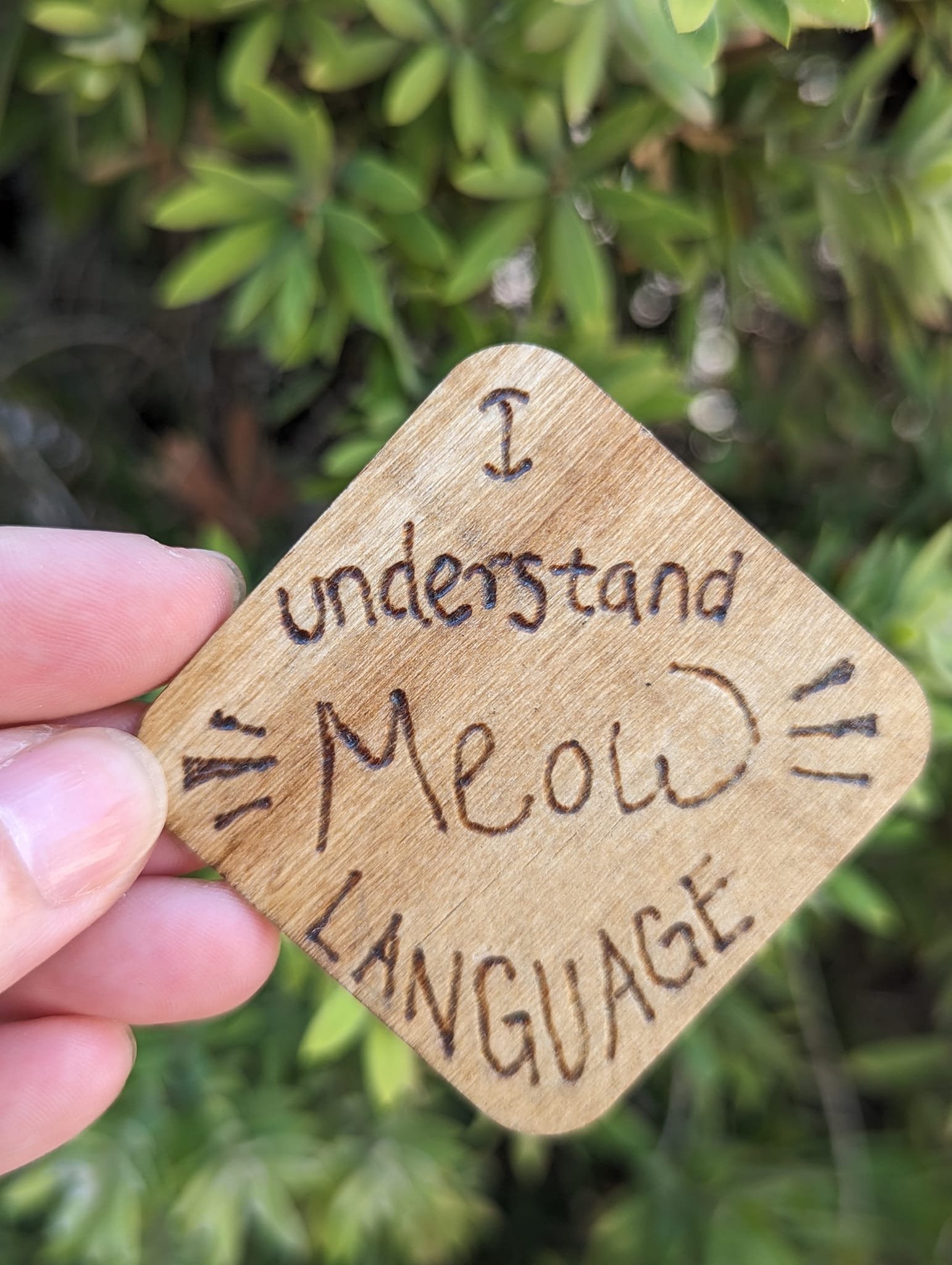 I Understand Meow Language Pet Quote Wood Burning Fridge Magnet