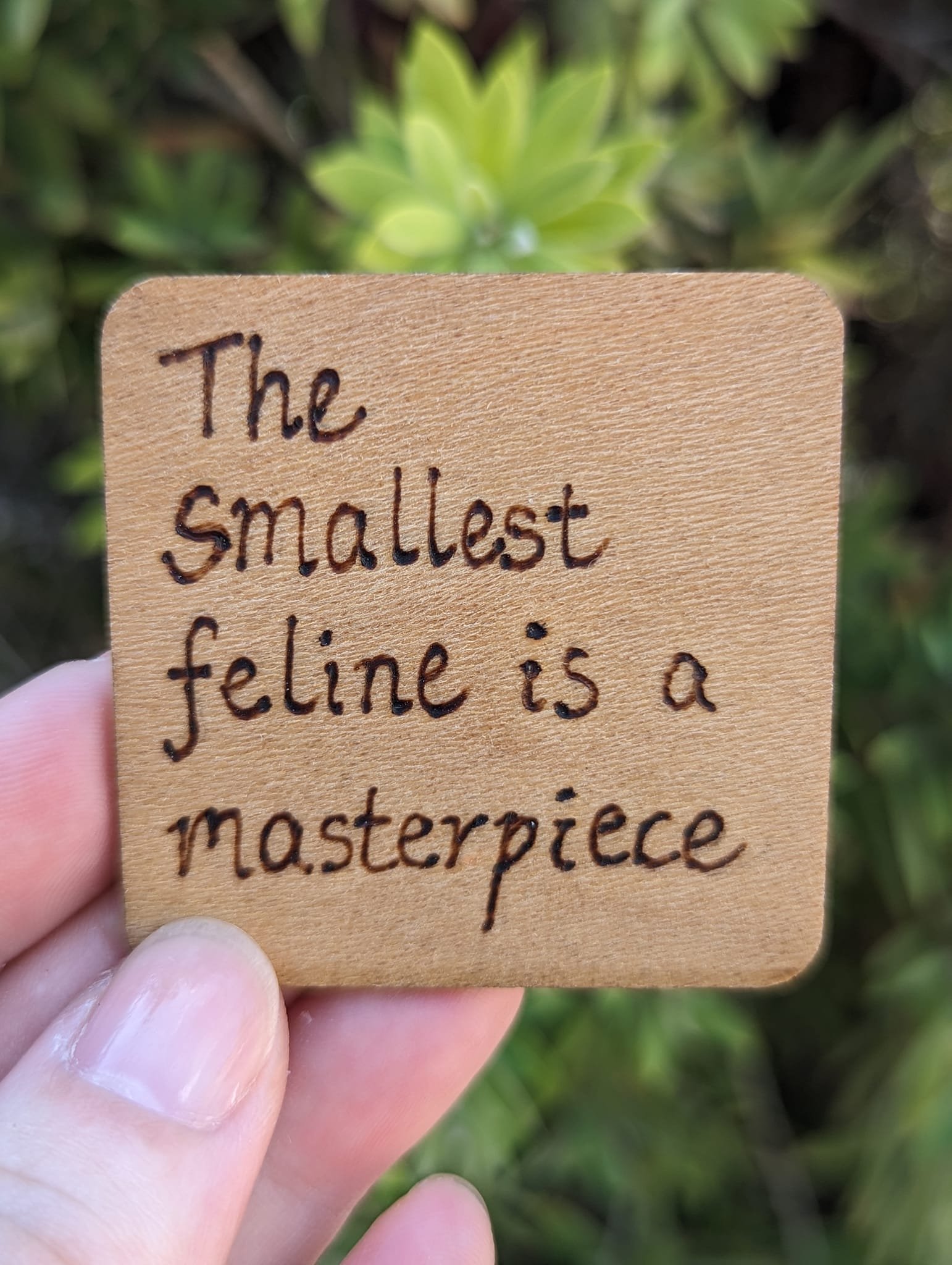 The Smallest Feline Is A Masterpiece Pet Quote Wood Burned Fridge Magnets