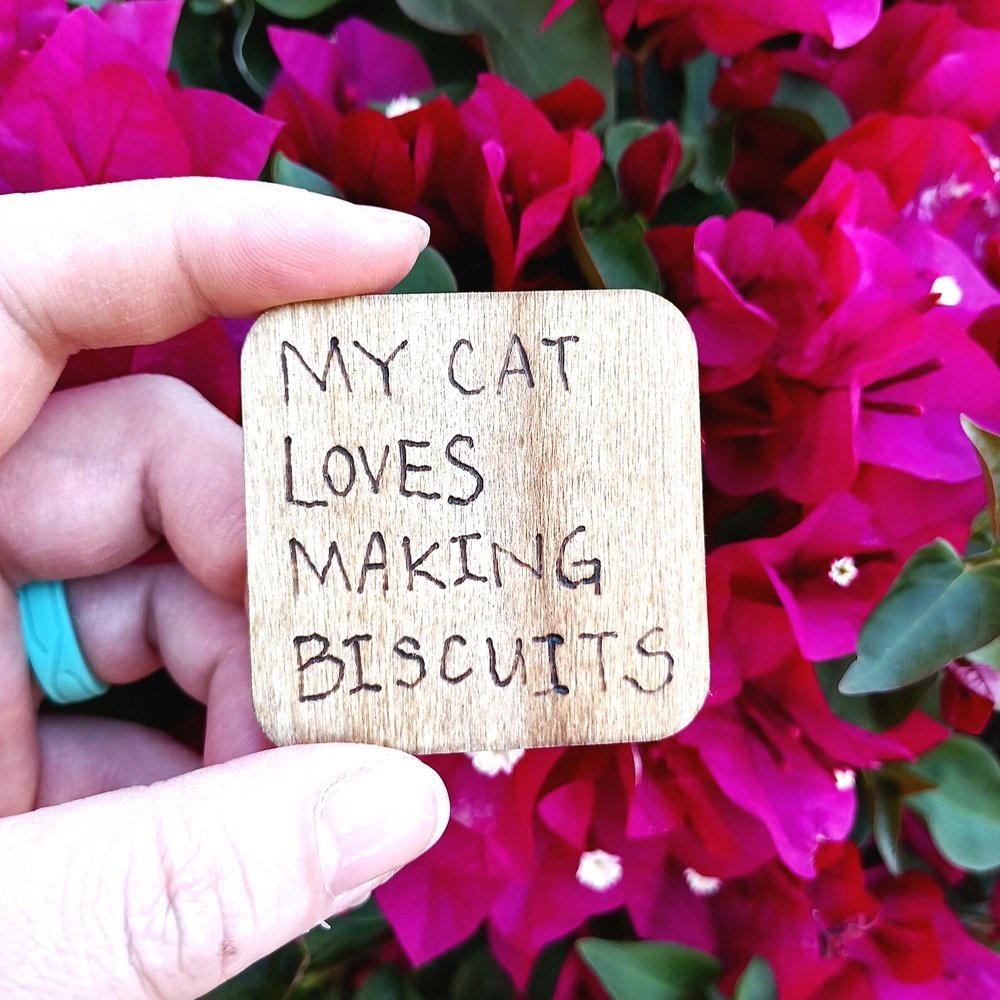 My Cat Loves Making Biscuits Wood Burning Fridge Magnet