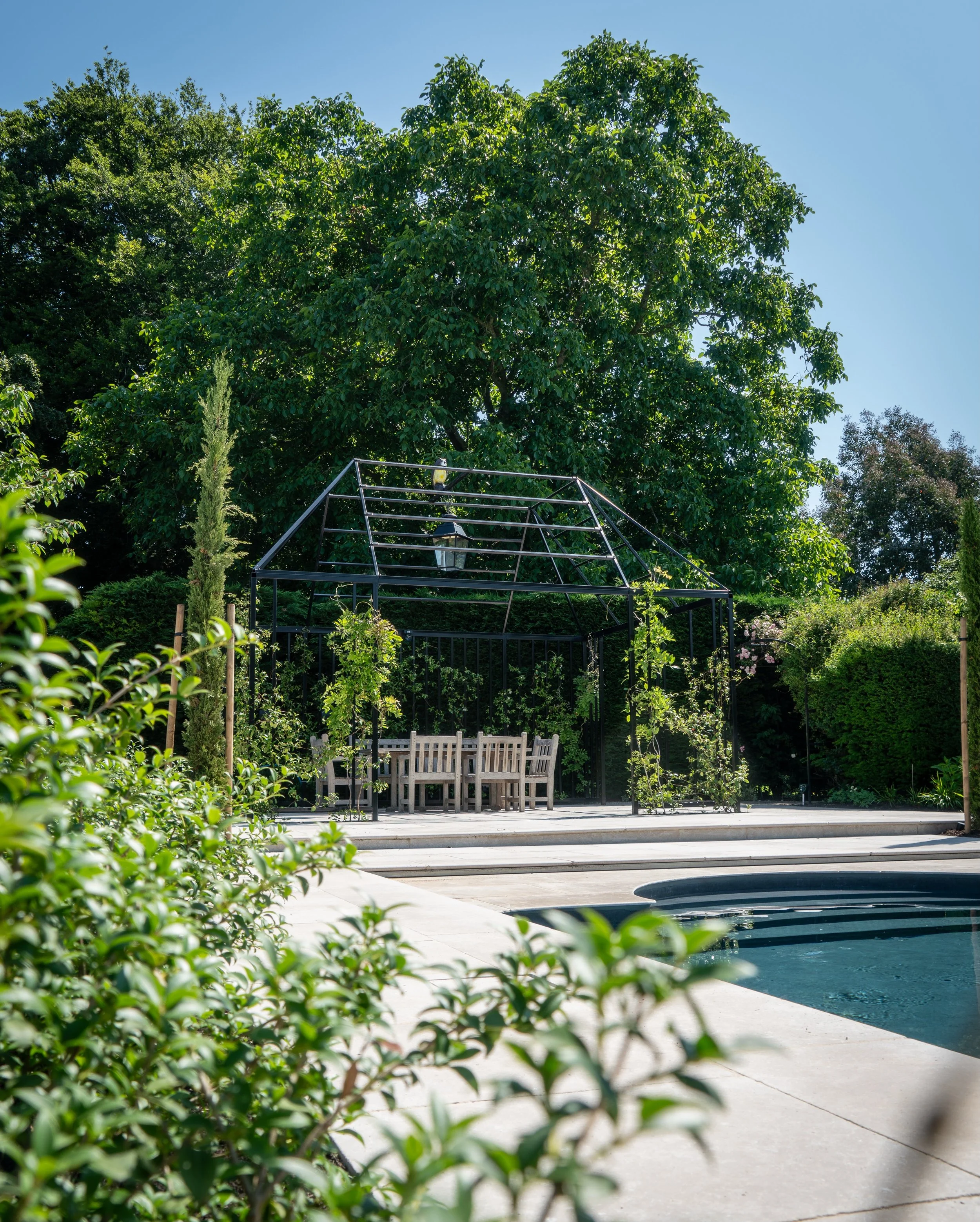 A recently completed formal pool garden in Suffolk, expertly designed by @fredericwhyte 

This project brought a contemporary Italian-inspired vision to life, creating a striking contrast to the property&rsquo;s existing country garden. Clean archite