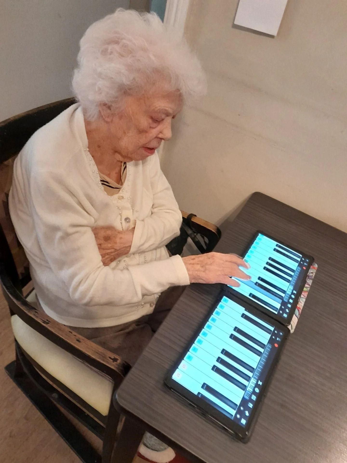 Carer and resident chatting