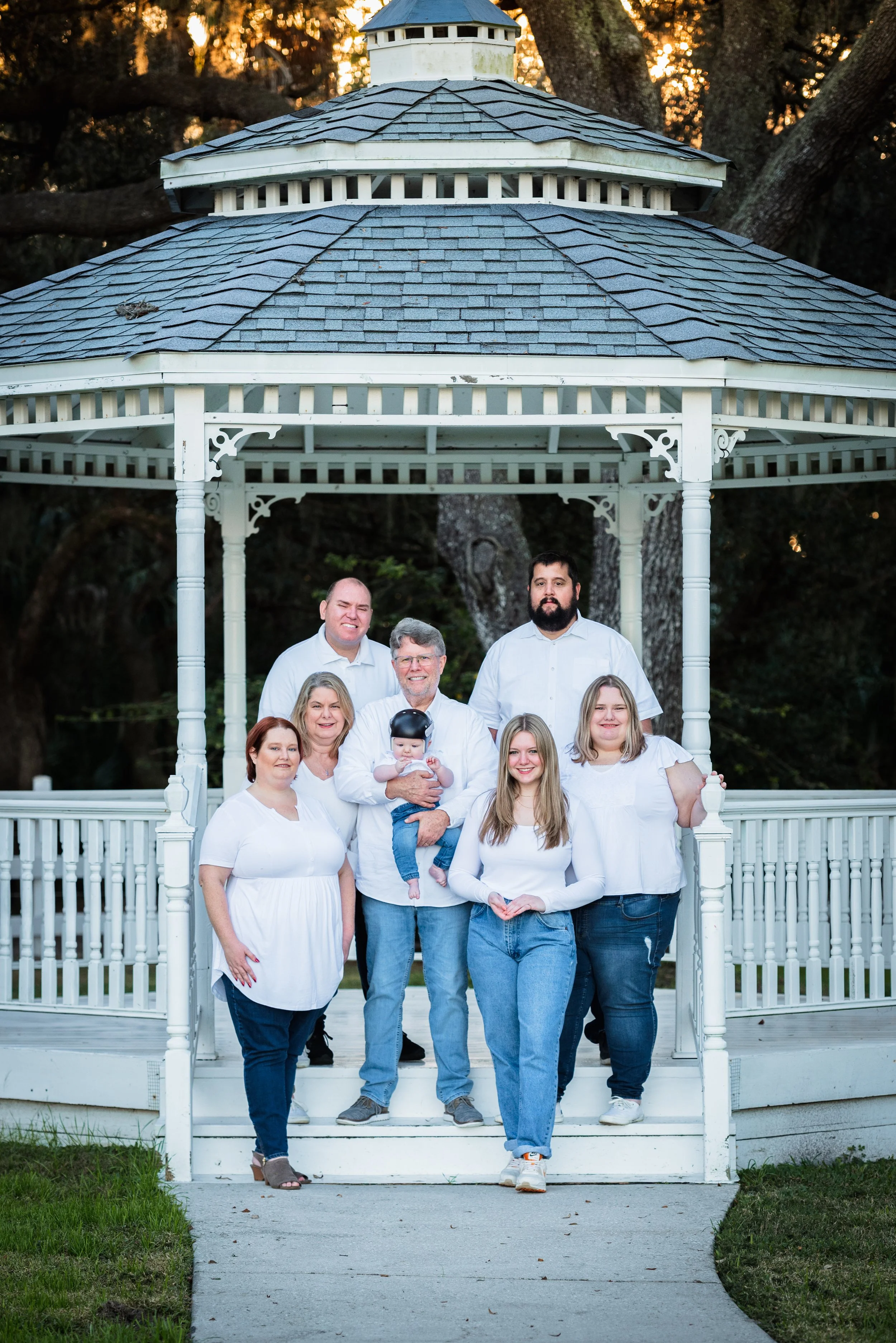 Multi-generational family portrait at gazebo, Lithia Acres FL