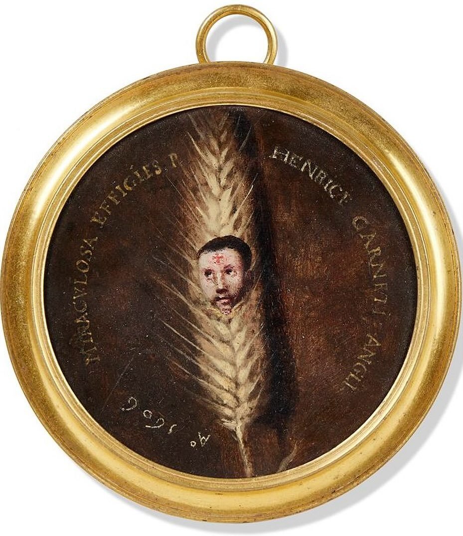 A very usual oil on copper depicting &lsquo;the miraculous effigy of Henry Garnet (1555-1606)&rsquo; which went under the hammer today. It is inscribed and dated &lsquo;A&deg; 1606. MIRACULOSA EFFIGIES P HENRICE GARNET ANGLI&rsquo;.
 
Garnet was an E