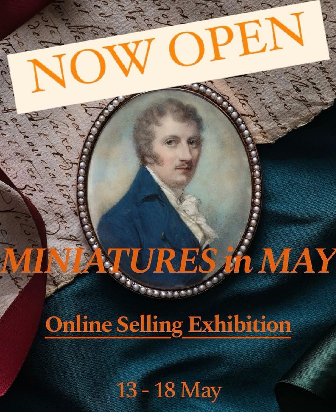 🎺 🎺 🎺 Our online selling exhibition is NOW OPEN! View via the link in our story or bio. 

Also, tonight is our first Instagram Live talk of the &lsquo;Miniatures in May&rsquo; series! Join Emma and Nick Cox of @periodportraits tonight at 5pm to le