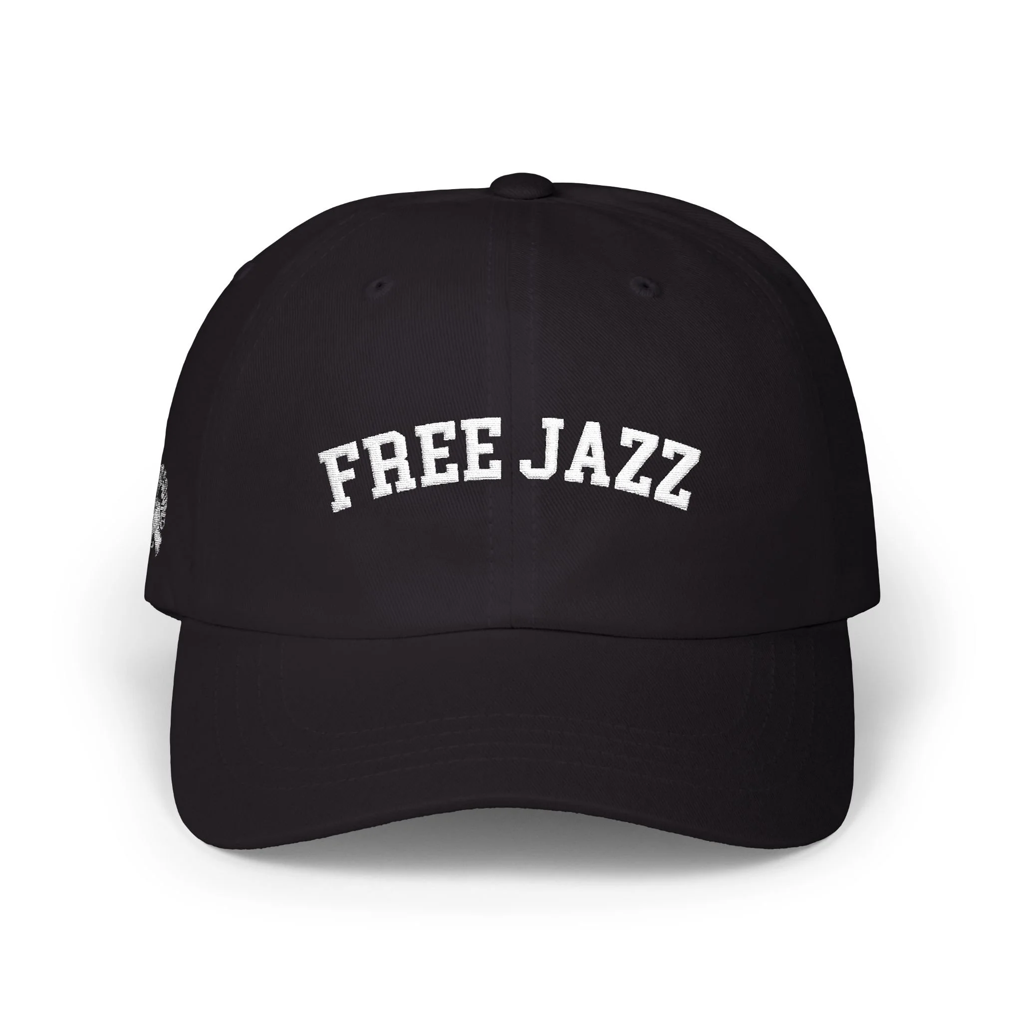Black embroidered Free Jazz dad cap.