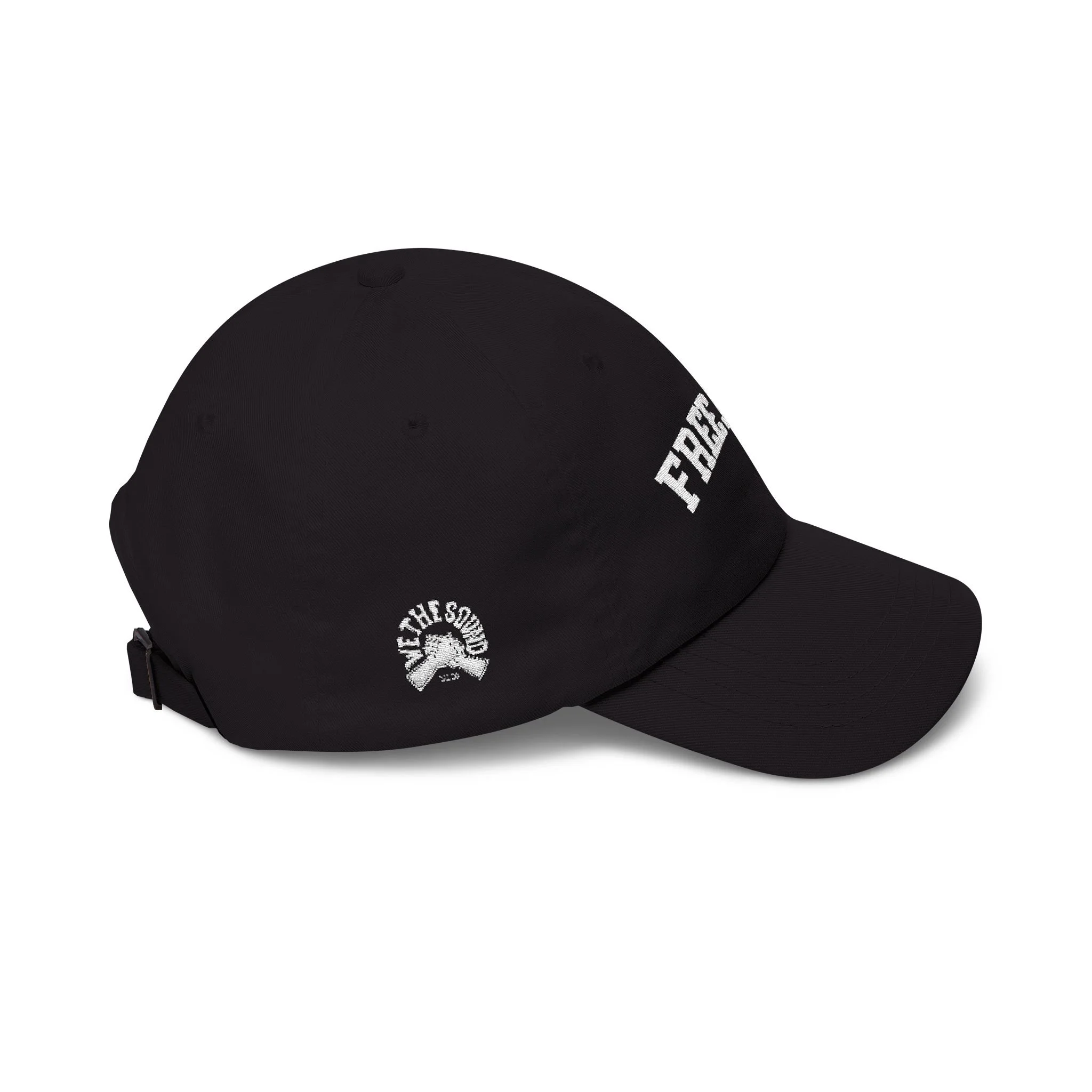 Black embroidered Free Jazz dad cap.