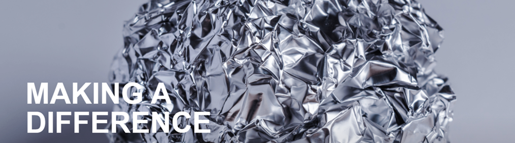 scrunched up foil with text reading making a difference