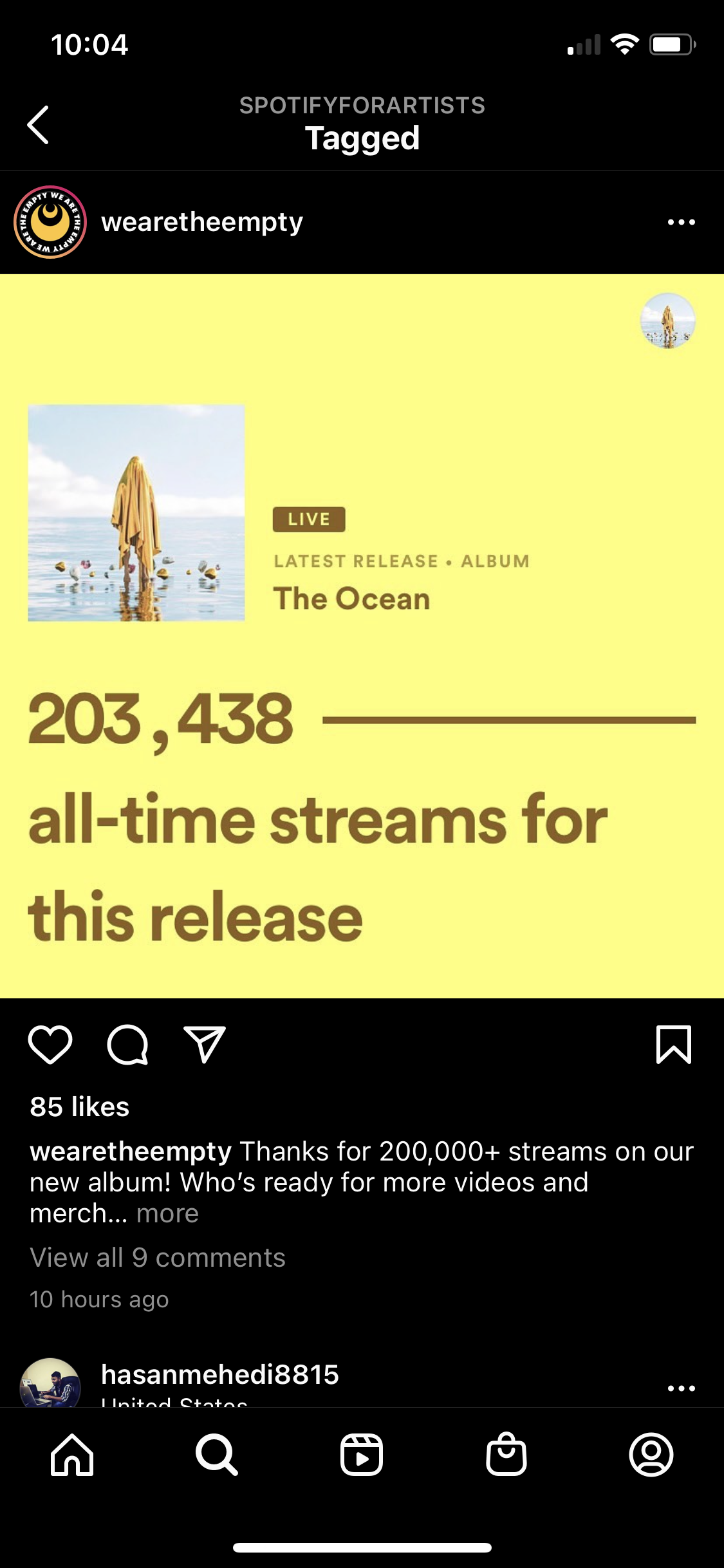Artists started screenshotting the home screen and sharing it on their socials