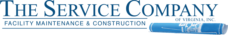 Logo for The Service Company of Virginia, Inc., Facility Maintenance & Construction, with a rolled blueprint.