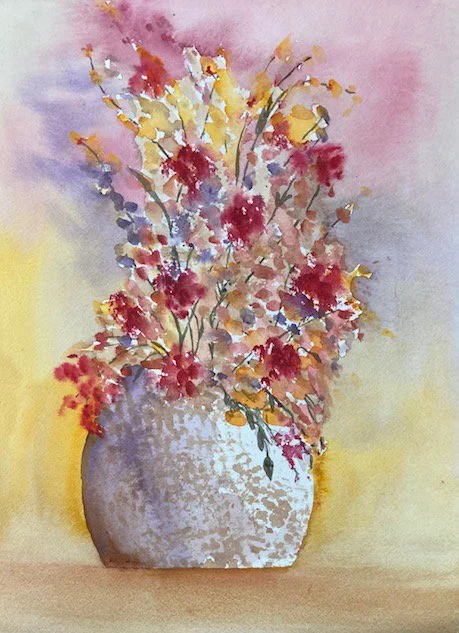 SUMMER FLOWERS | Watercolor | 9 x 12", panel mounted | Original $75 | Prints $30