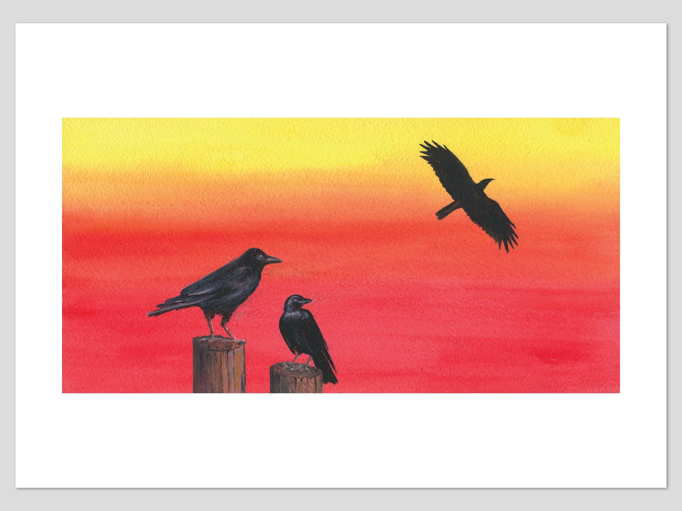 Three Crows at Sunset