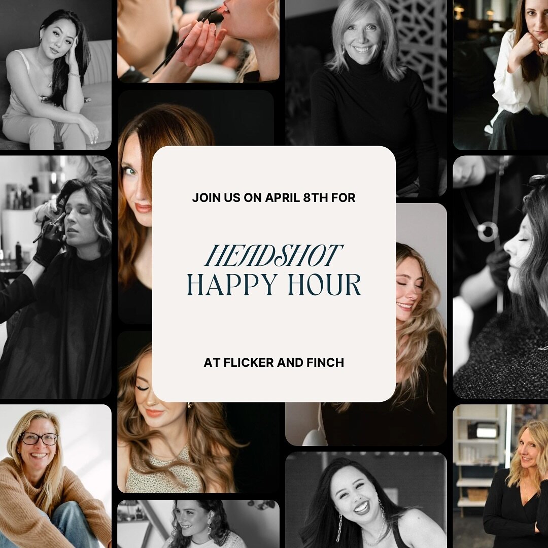 JOIN US on Monday, April 8th for another Headshot Happy Hour! 

The perfect time to update your professional headshot with @sarahvirginiaco and get a little bit of pampering from our Flicker and Finch ladies. 

DETAILS &mdash;&mdash;-
✨Monday, April 