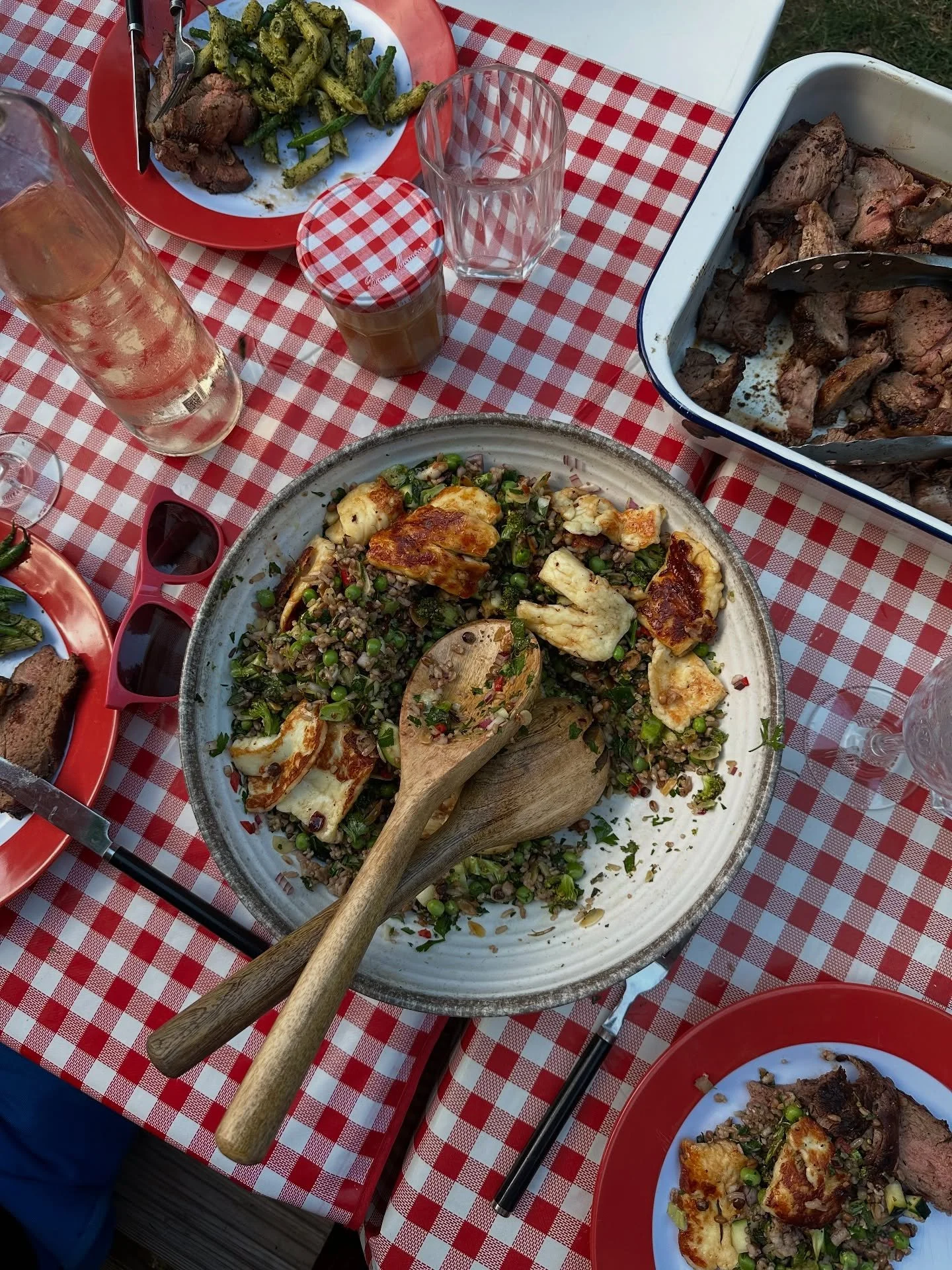 In praise of a barbecue side dish. 

These can be - arguably should be - as memorable as the main event. Because you&rsquo;ve already fired up the bbq, take advantage of this and add some grilled elements to the salads too. Here I charred broccoli an
