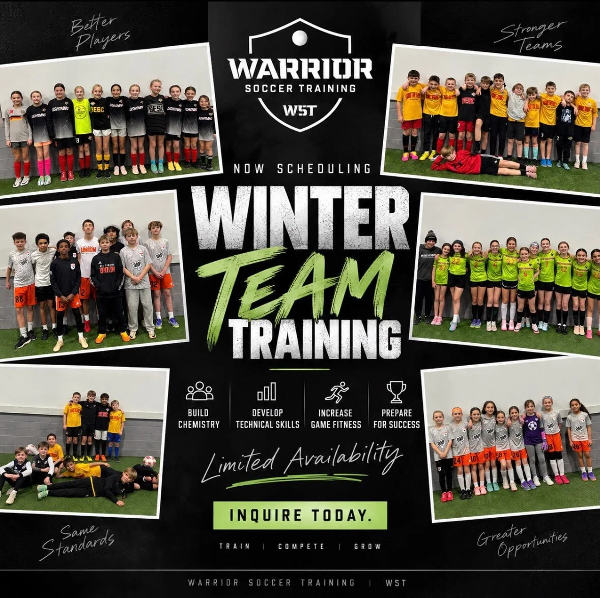 It&rsquo;s already that time! ⚽️❄️

We&rsquo;re now scheduling Winter Team Training, and spaces are going quickly!

Keep your team training together this winter with intentional, competitive sessions designed to develop the individual player and stre