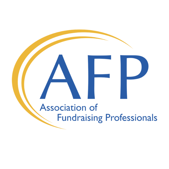 Logo of the Association of Fundraising Professionals featuring blue text 'AFP' and gold swoosh design.