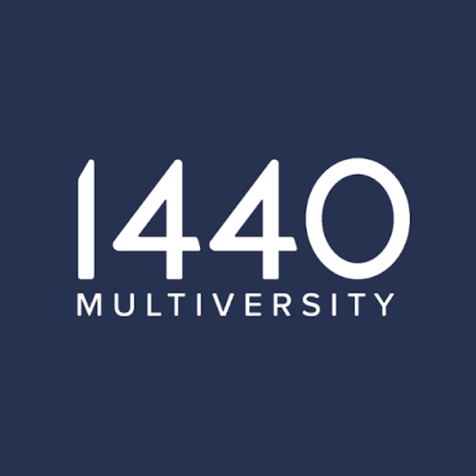1440 Multiversity logo on a dark blue background