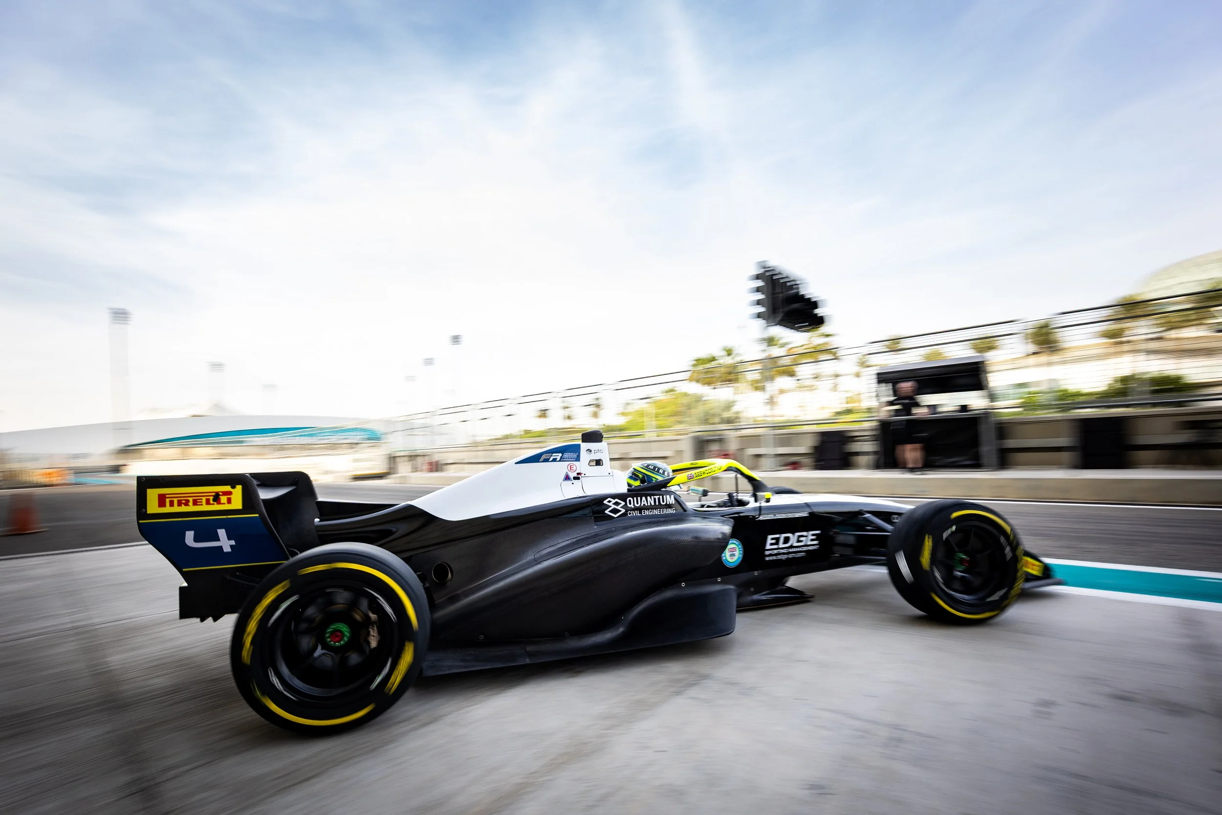 Rodin Motorsport Reza Seewooruthun in the pitlane at Yas Marina