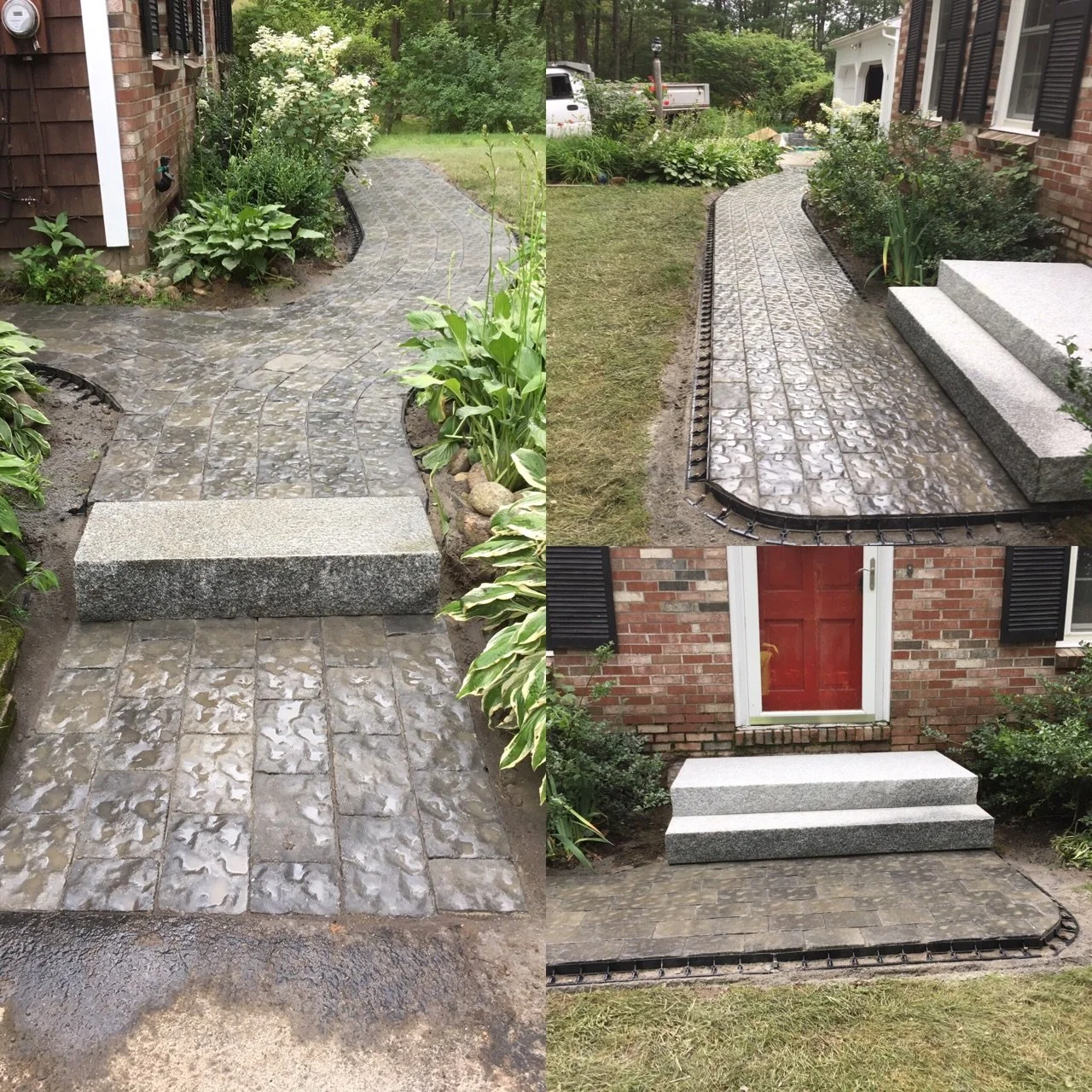 Curved walkway with granite.