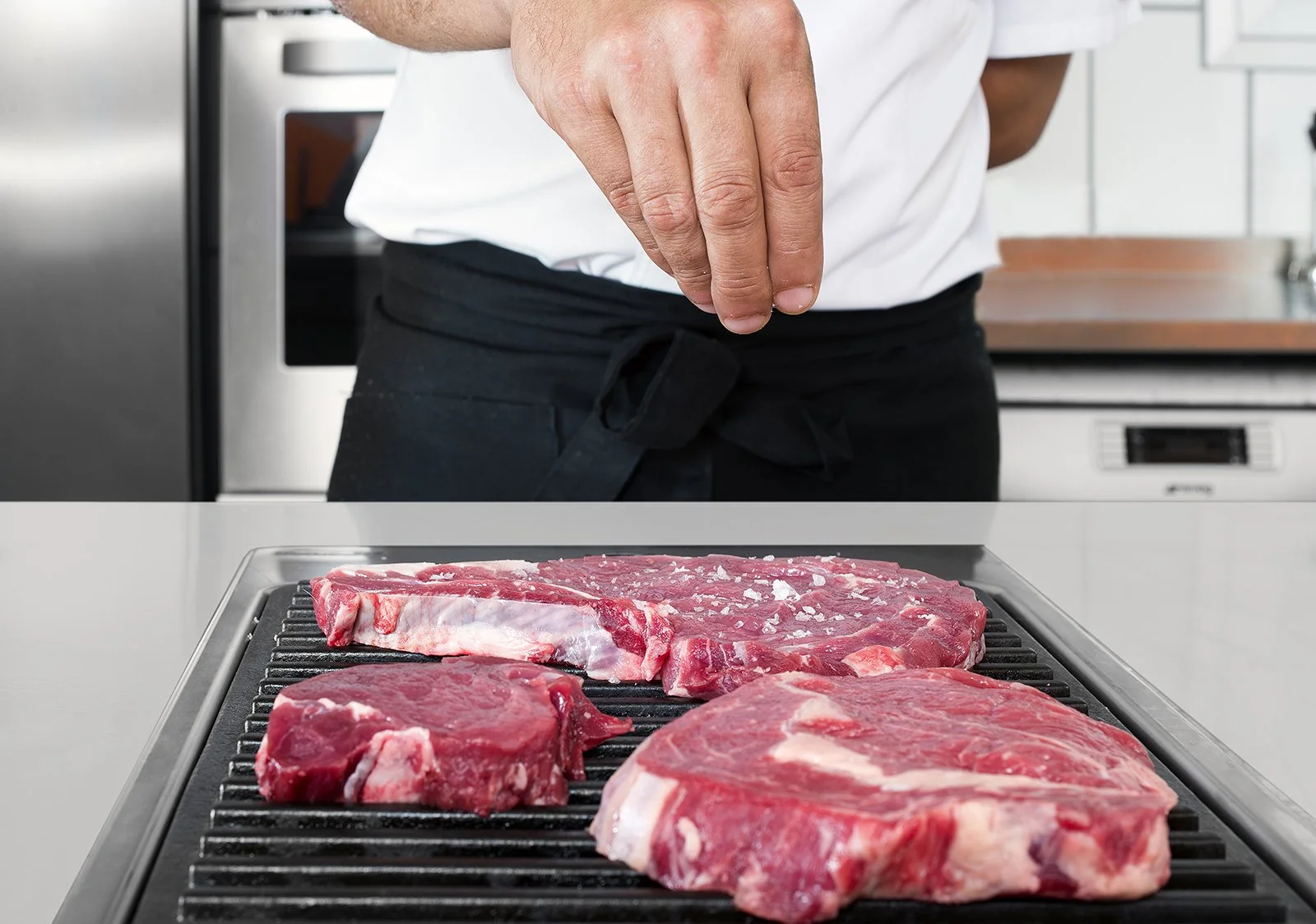 Entrecotte a la plancha — cocina en acción, punto y textura