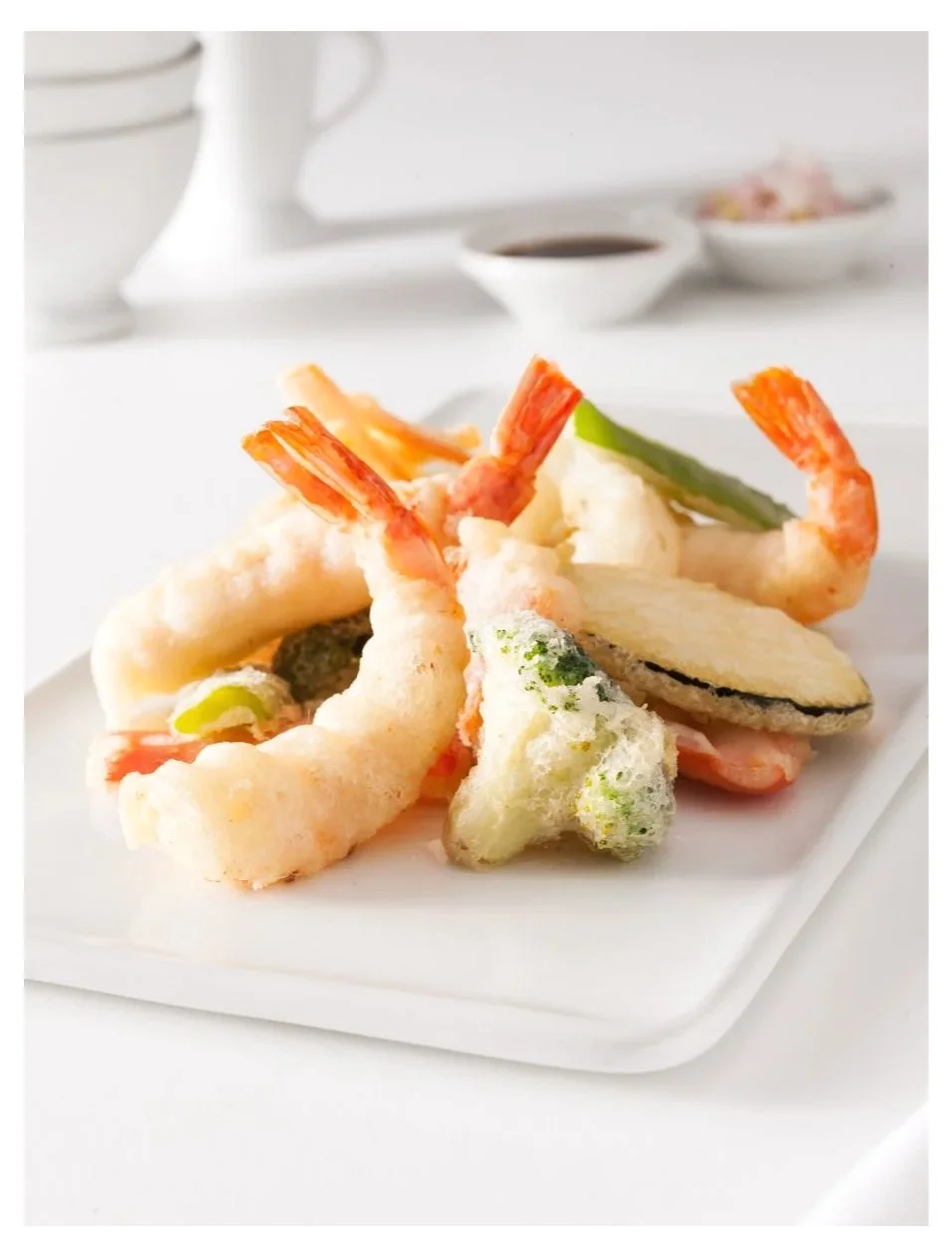 Fotografía de alimentación · Tempura de verduras y gambas para Dacsa