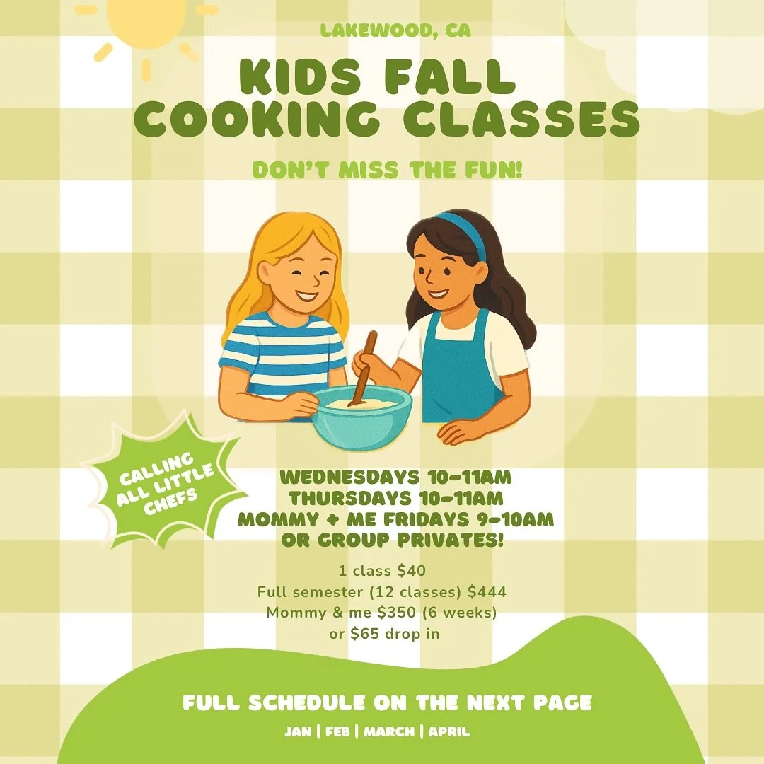 🌼 Spring Schedule is here! 🌼
I&rsquo;ll be pinning this to the top of my profile so you can easily check it anytime.

🍴 K&ndash;3rd Grade Cooking Classes
Wed/Thurs 10-11am
$444 per semester (that&rsquo;s $111/month) or $40 drop-in
📅 January 23&nd