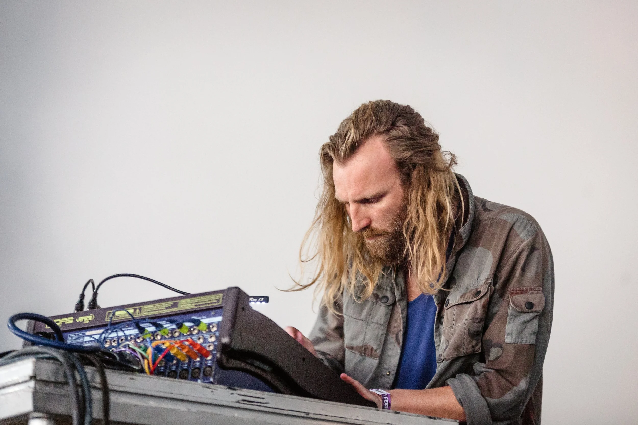 Ben Frost playing at Roskilde Festival