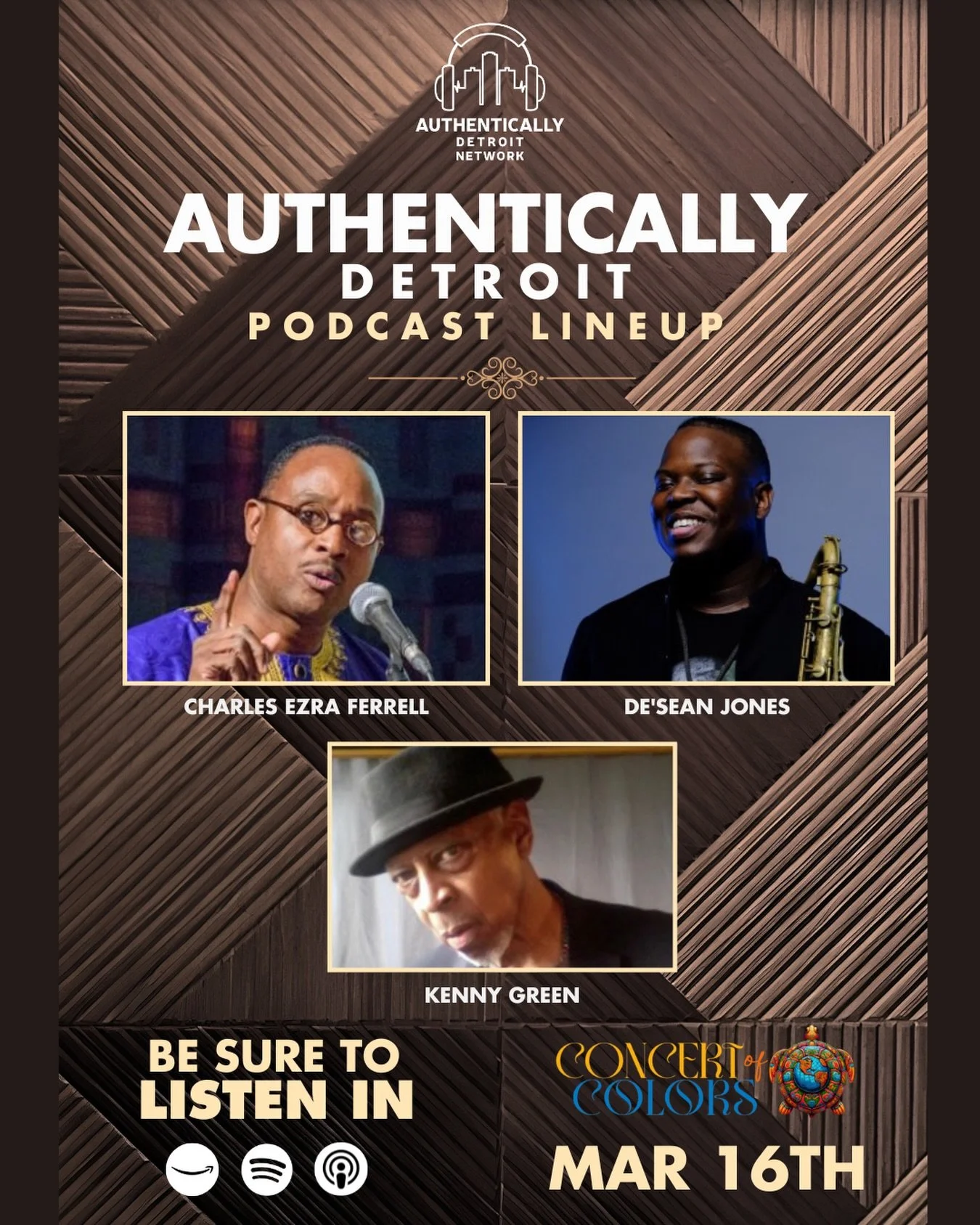 This week @authenticallydetroit welcomes Charles Ezra Ferrell, De&rsquo;Sean Jones, and Kenny Green to discuss the upcoming @concertofcolorsdetroit at the Solanus Casey Center!

Tune in wherever you listen to your podcasts! 🎧