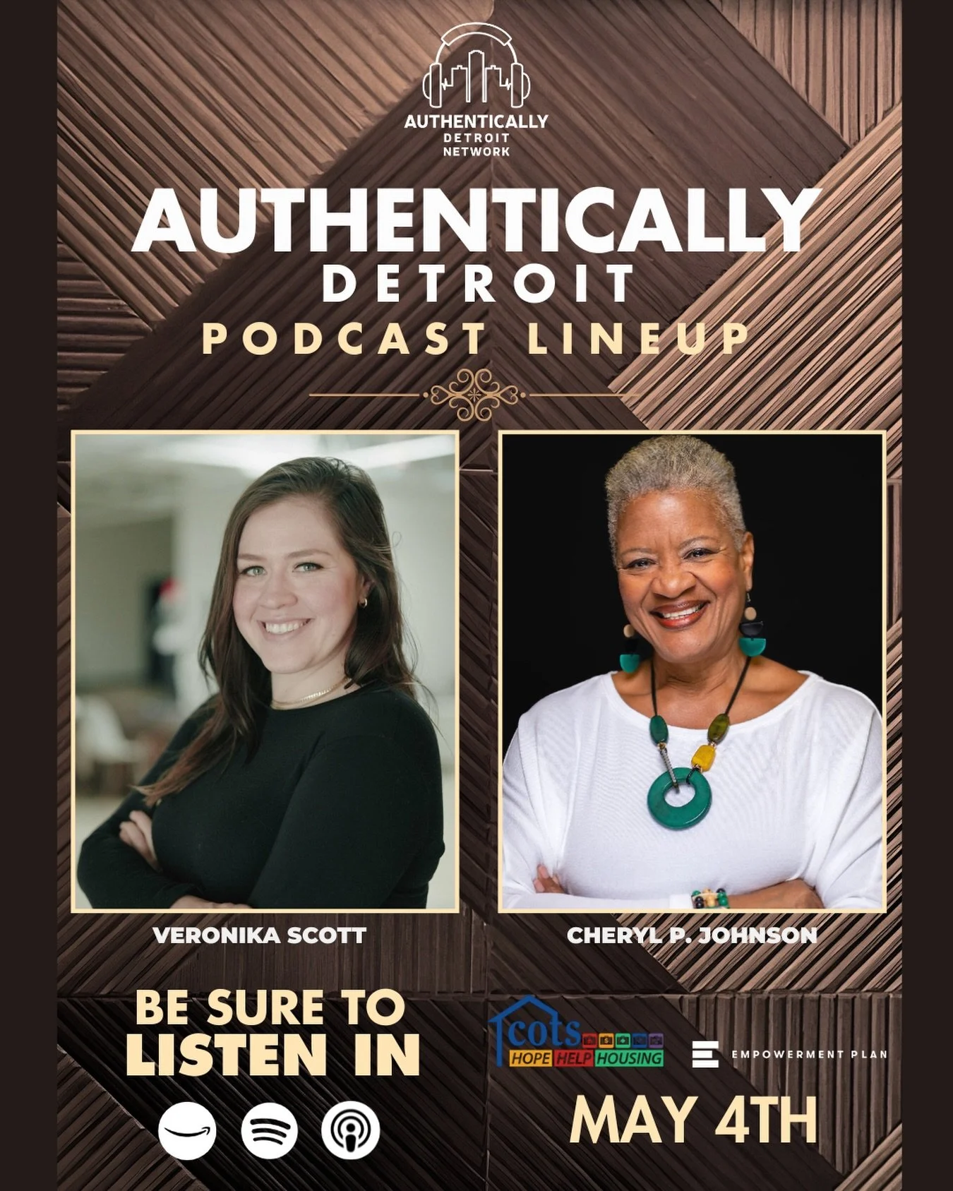 New @authenticallydetroit episode! Pathways Out of Poverty with Veronika Scott and Cheryl P. Johnson 🎧

In this episode, Donna and Sam welcomed Founder and Chief Executive Officer of Empowerment Plan, Veronika Scott, plus Chief Executive Officer of 