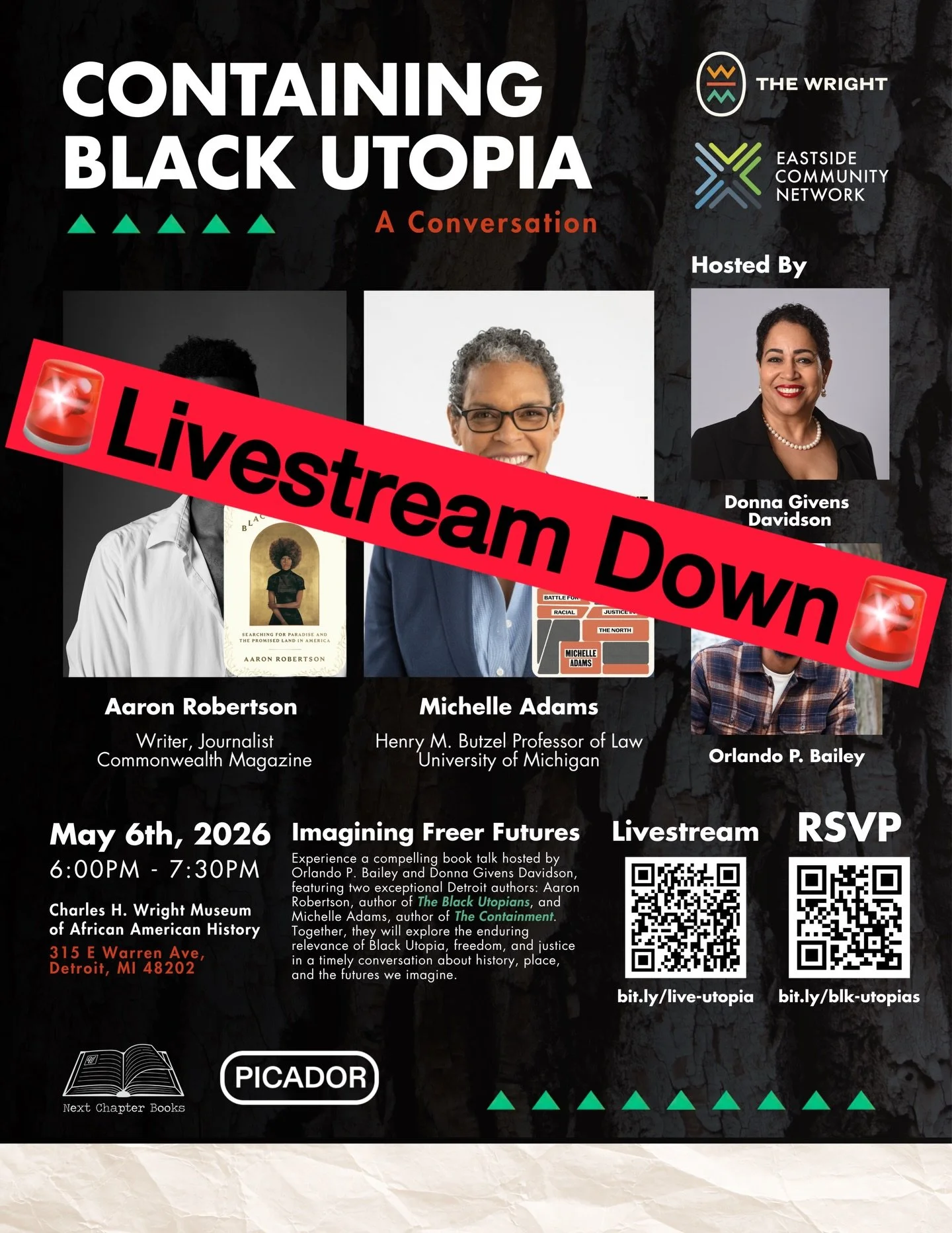The Livestream is currently down, but the replay will be available on YouTube later this week!