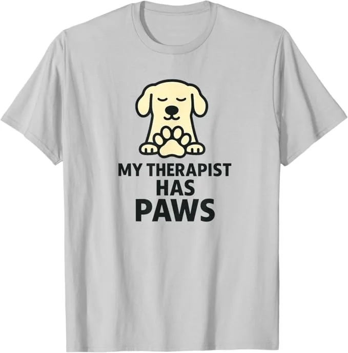 My Therapist has Paws grey tshirt