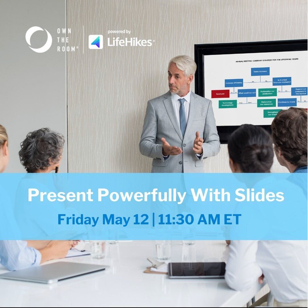 I'm excited to be co-leading this training tomorrow with the amazing @ilona__duda !

If you are looking to up your game around crafting and delivering high-impact presentations, this is the training for you.

Visit @owntheroomnow for a link to regist