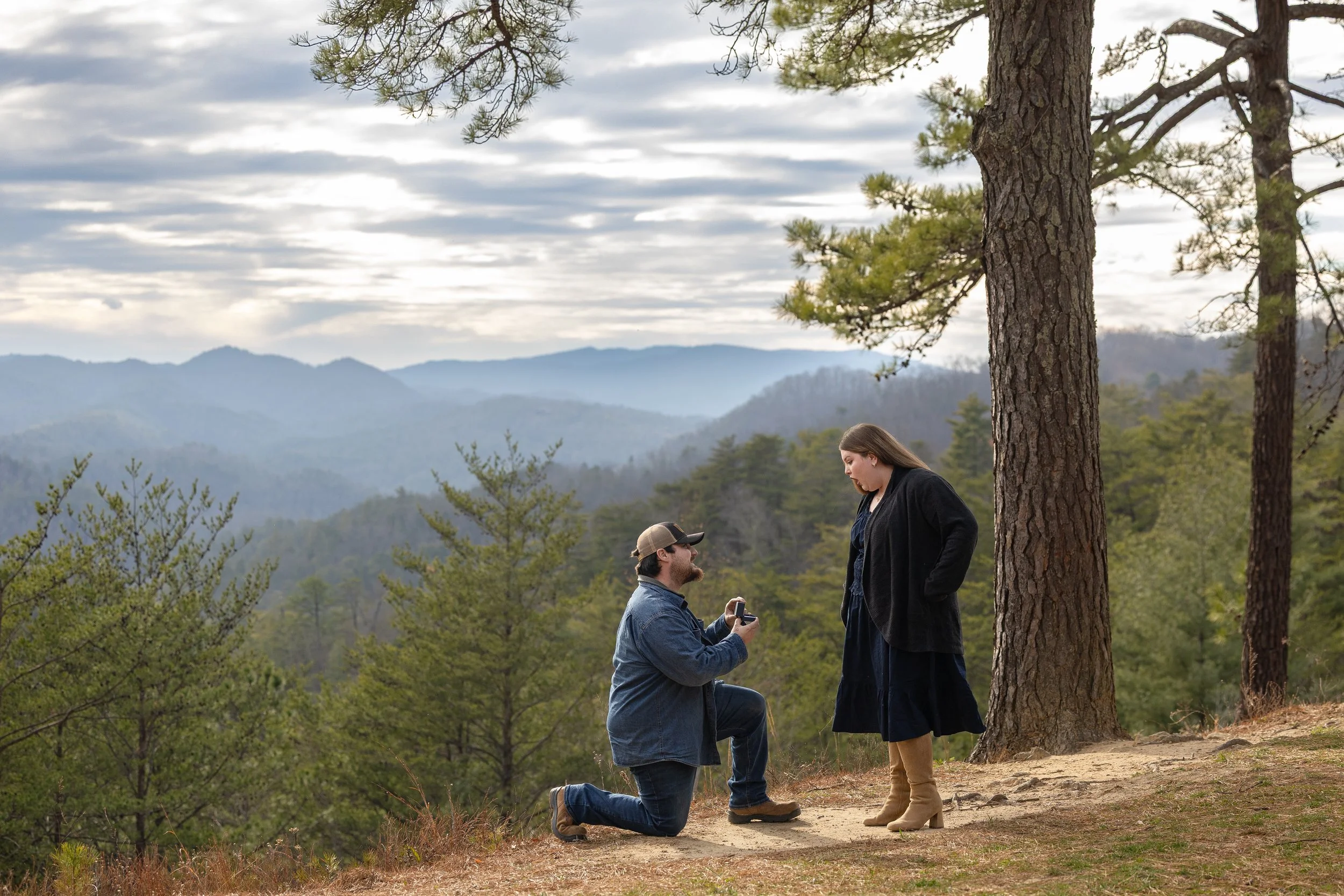 Marriage proposal on the Foothills Parkway near the Great Smoky Mountains NationalPark