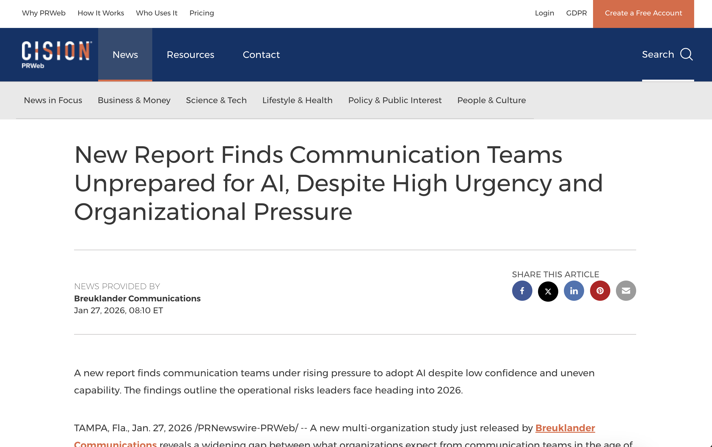 In the News: New Report Finds Communication Teams Unprepared for AI, Despite High Urgency and Organizational Pressure