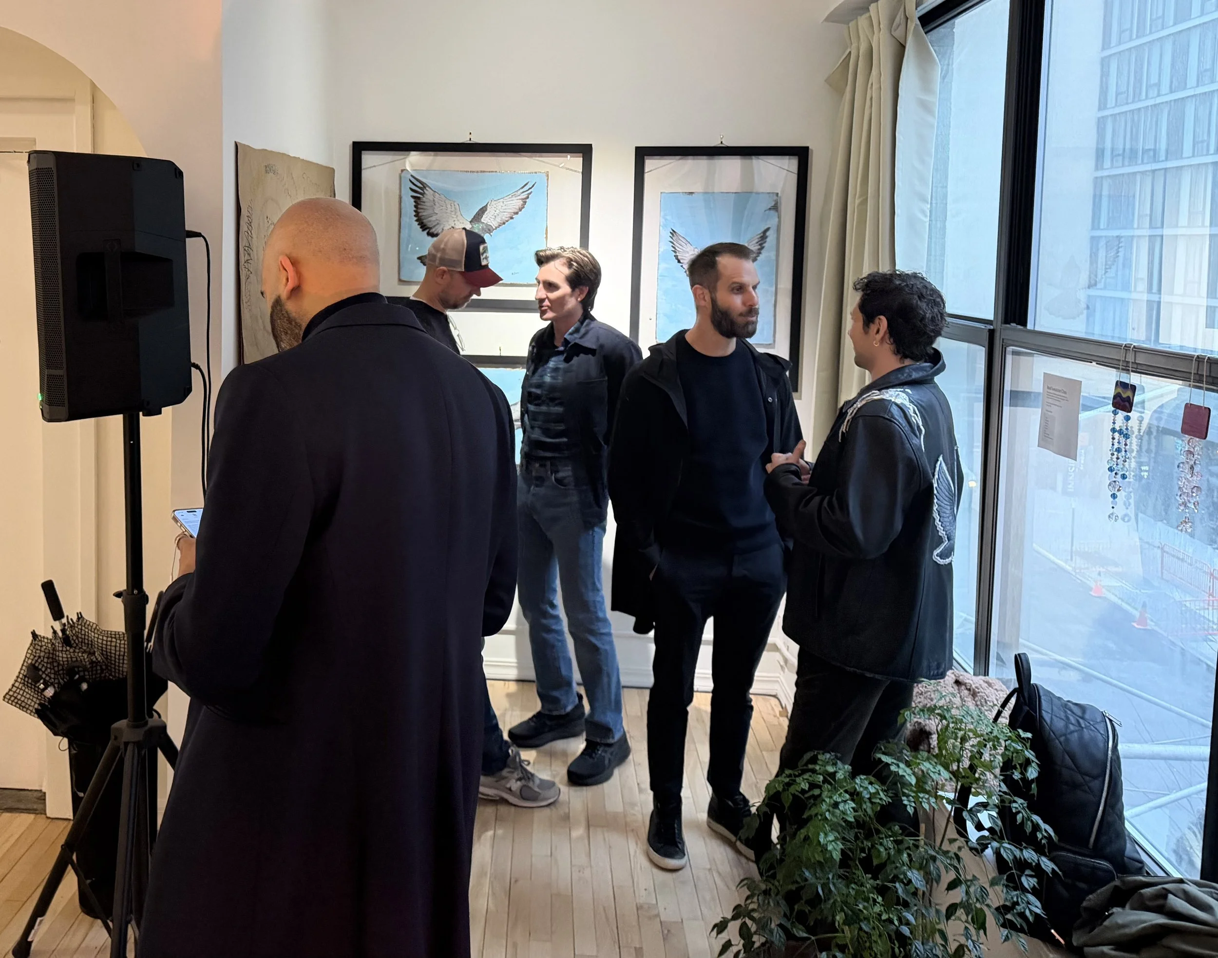  Close of up attendees mingling.  