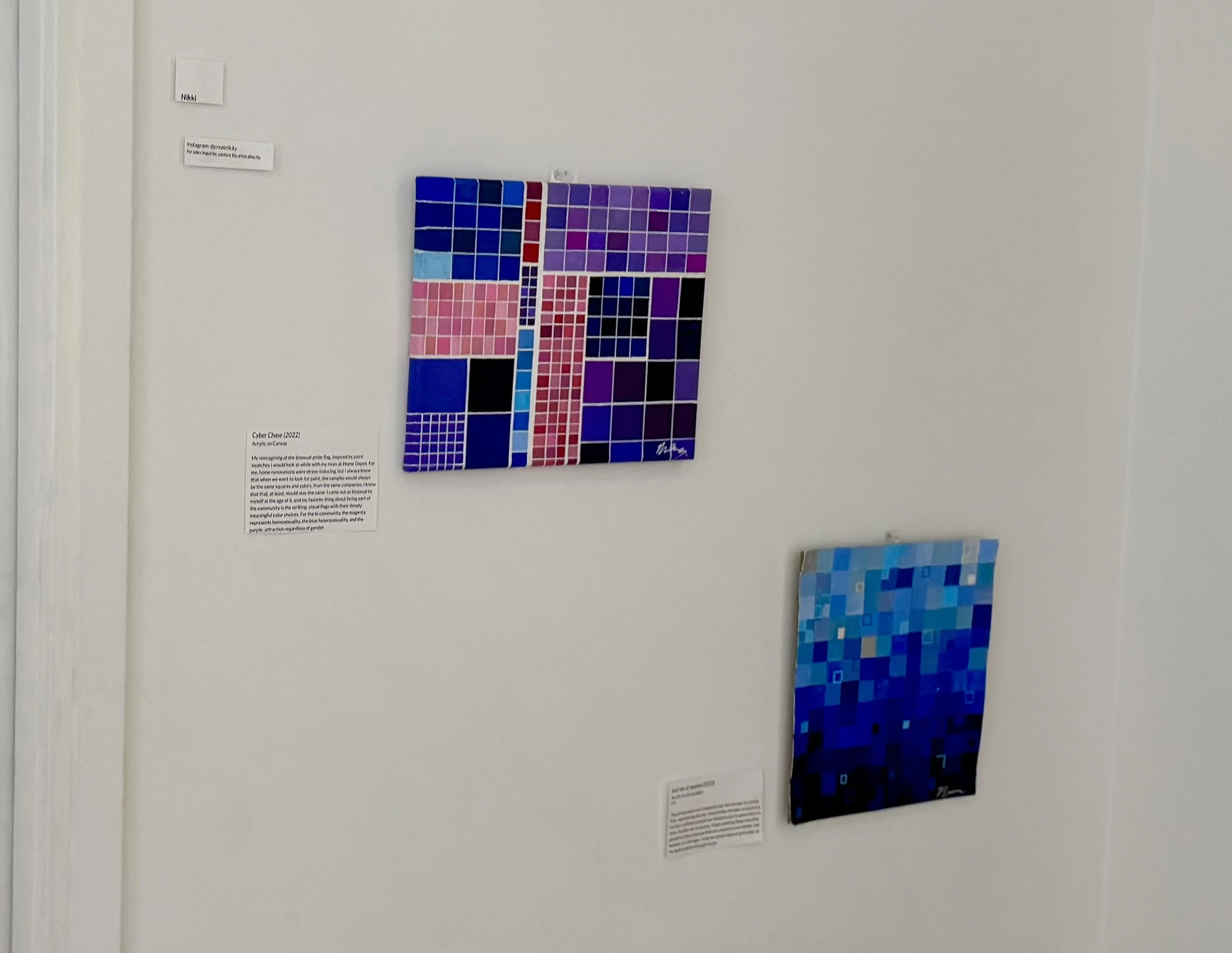  2 abstract geometric works. 