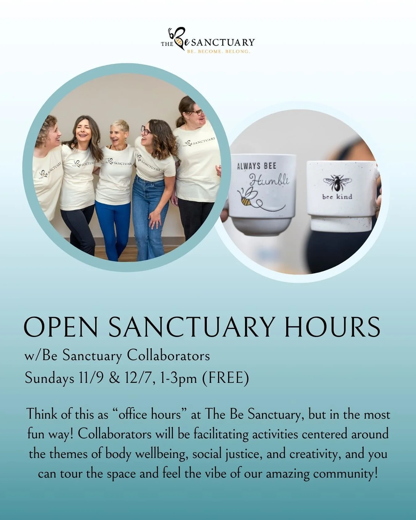 🏡 Did you miss our Open House?

🧘 Need some self-care, but you&rsquo;re on a budget?

🌈 Need a retreat, but want to stay close to home?

🎉 Hungry for a positive, loving community?

Come visit us on Sundays 11/9 and 12/7, 1-3pm for Open Sanctuary 