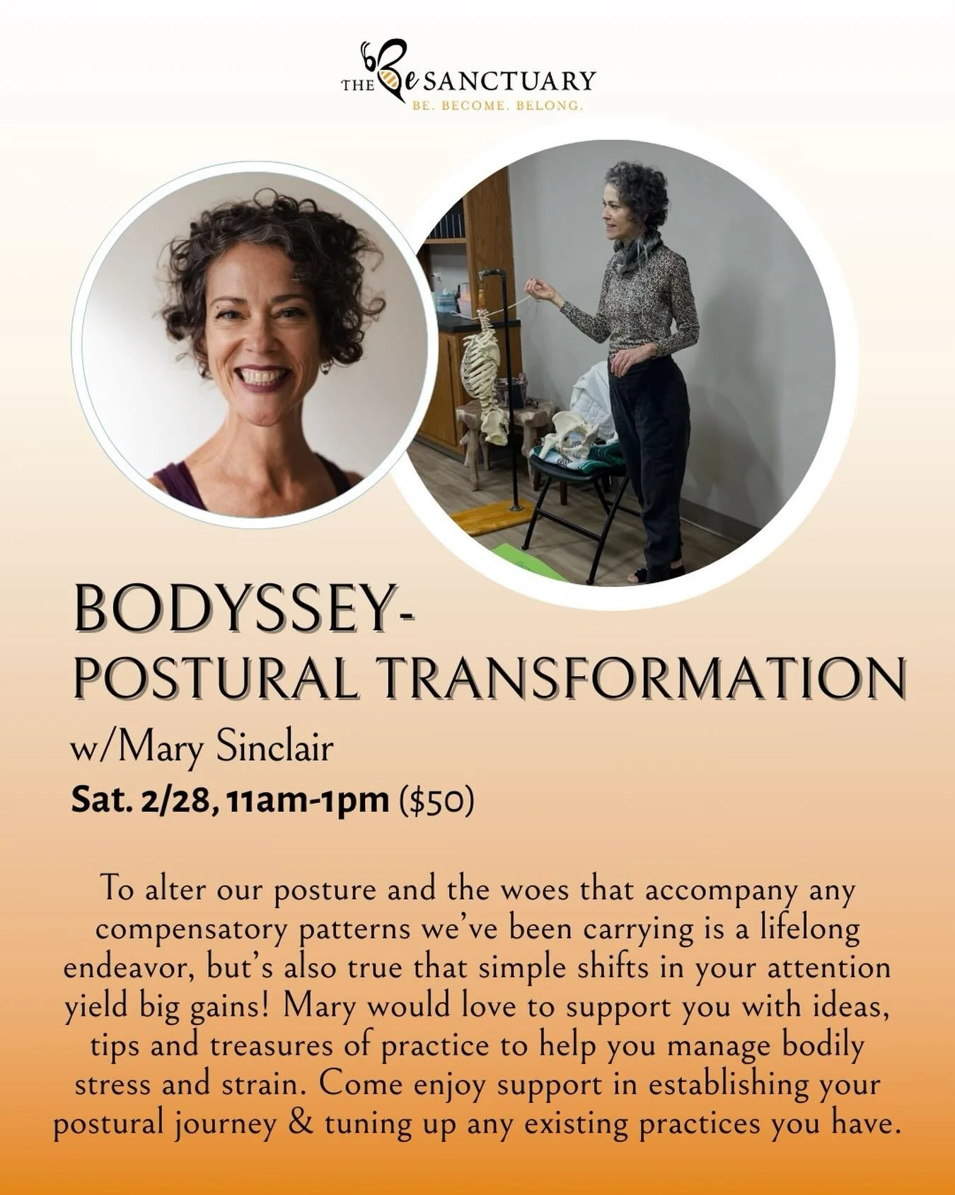 ✨To alter our posture and the woes that accompany any compensatory patterns we&rsquo;ve been carrying is a lifelong endeavor, but&rsquo;s also true that simple shifts in your attention yield big gains!

✨Mary would love to support you with ideas, tip