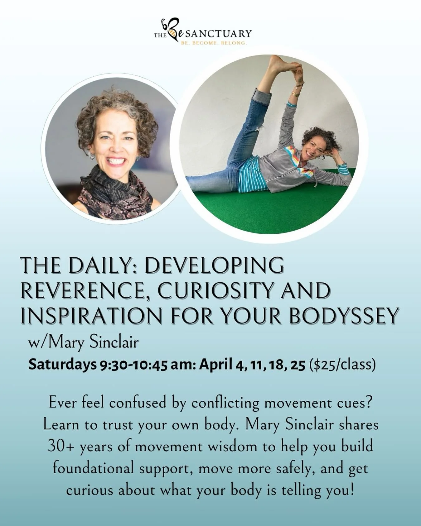✨Have you ever noticed that instructions for movements and exercises can be contradictory?

✨Exploring movement principles and gaining the confidence and agency to trust what we know comes through our own direct experience.

✨Mary Sinclair has been o