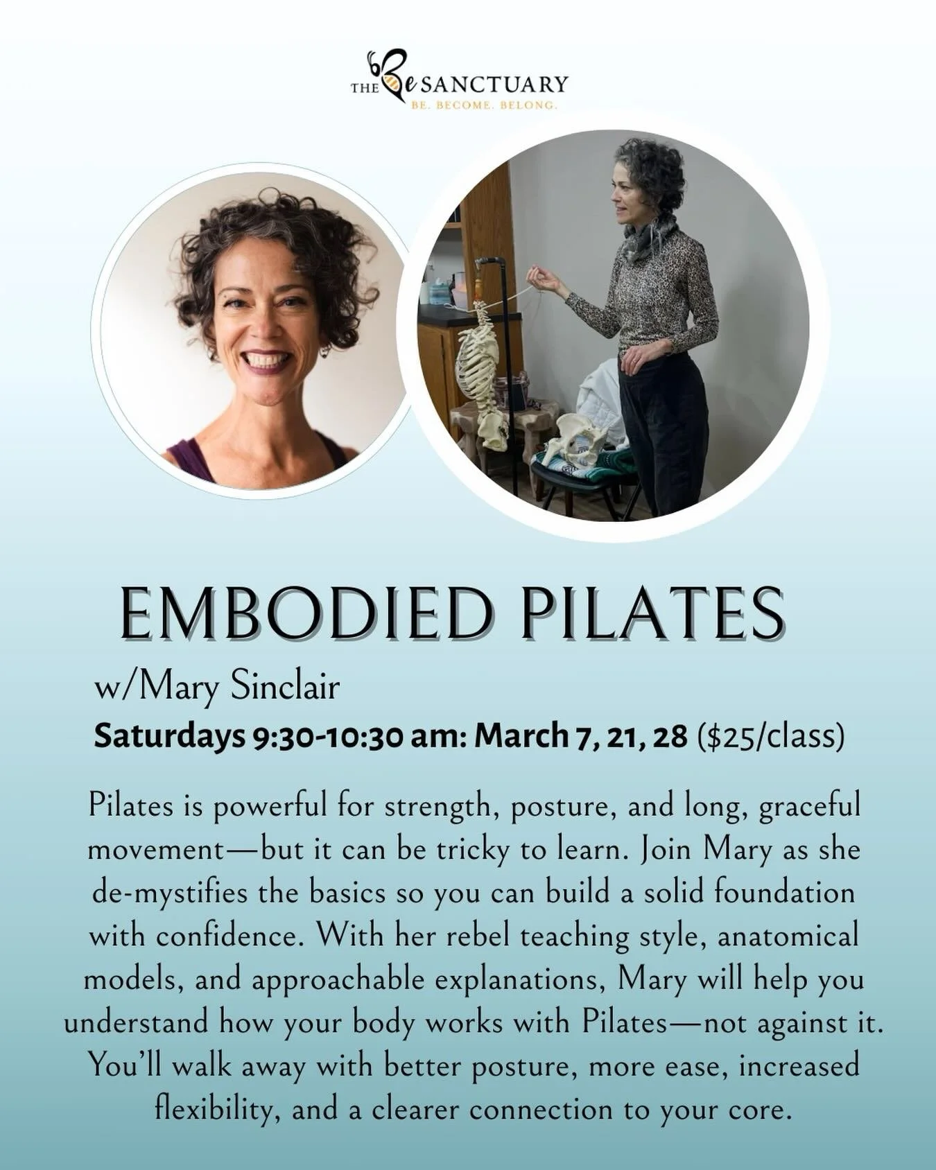 🧘Mary continues her Embodied Pilates sessions on Saturday mornings in March (except for 3/14). Register at link in bio!