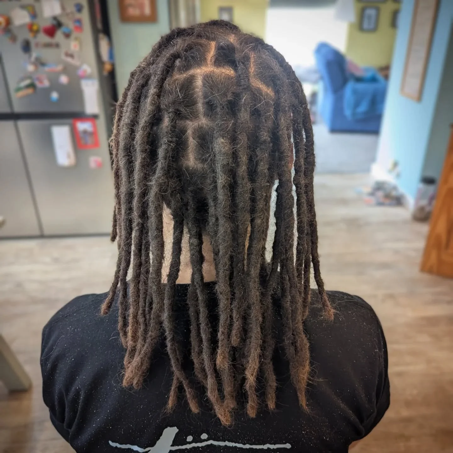 A lovely catch up with regular client Gary yesterday. Catching up on each other's lives since we last saw each other while I tended to his locs. 

They were a bit matter at the back but I soon had them all separate and each dread tidied from root to 