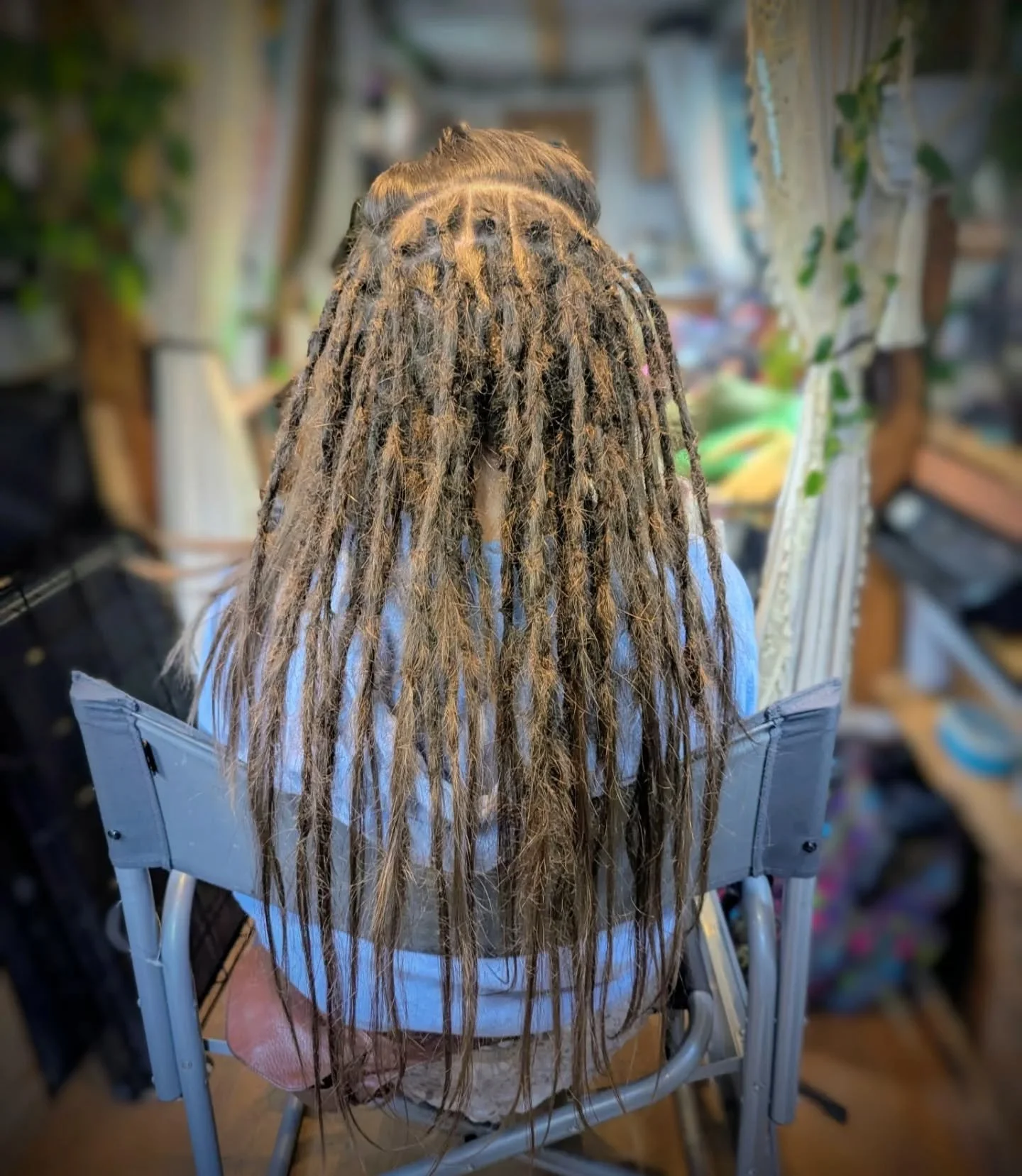 A few weeks ago Shia came for an appointment onboard Tallulah. She wanted to start her Dreadlock journey but wanted them lightly crocheted to start so she could work on them herself. Shia also likes the lumps and bumps that you get in dreads. The lum