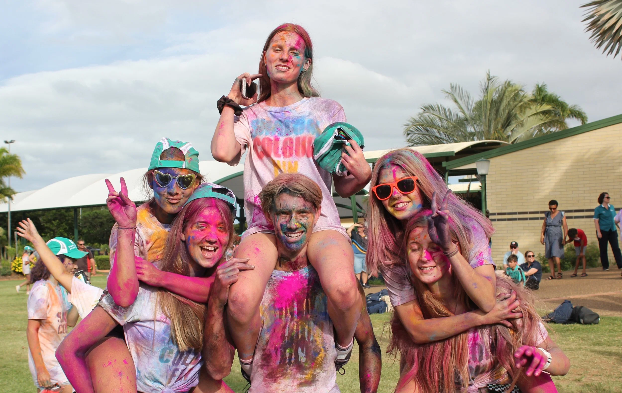 High school students after a colour run
