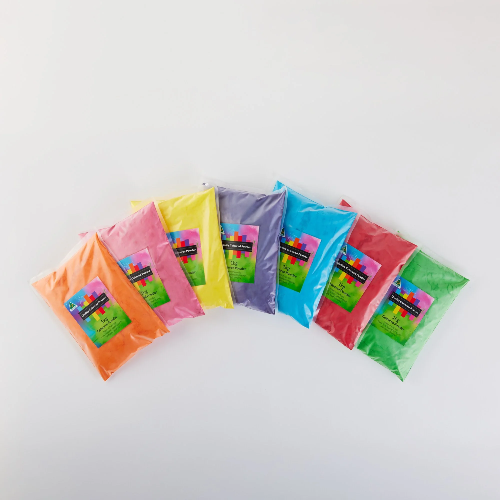1kg bags of coloured powder
