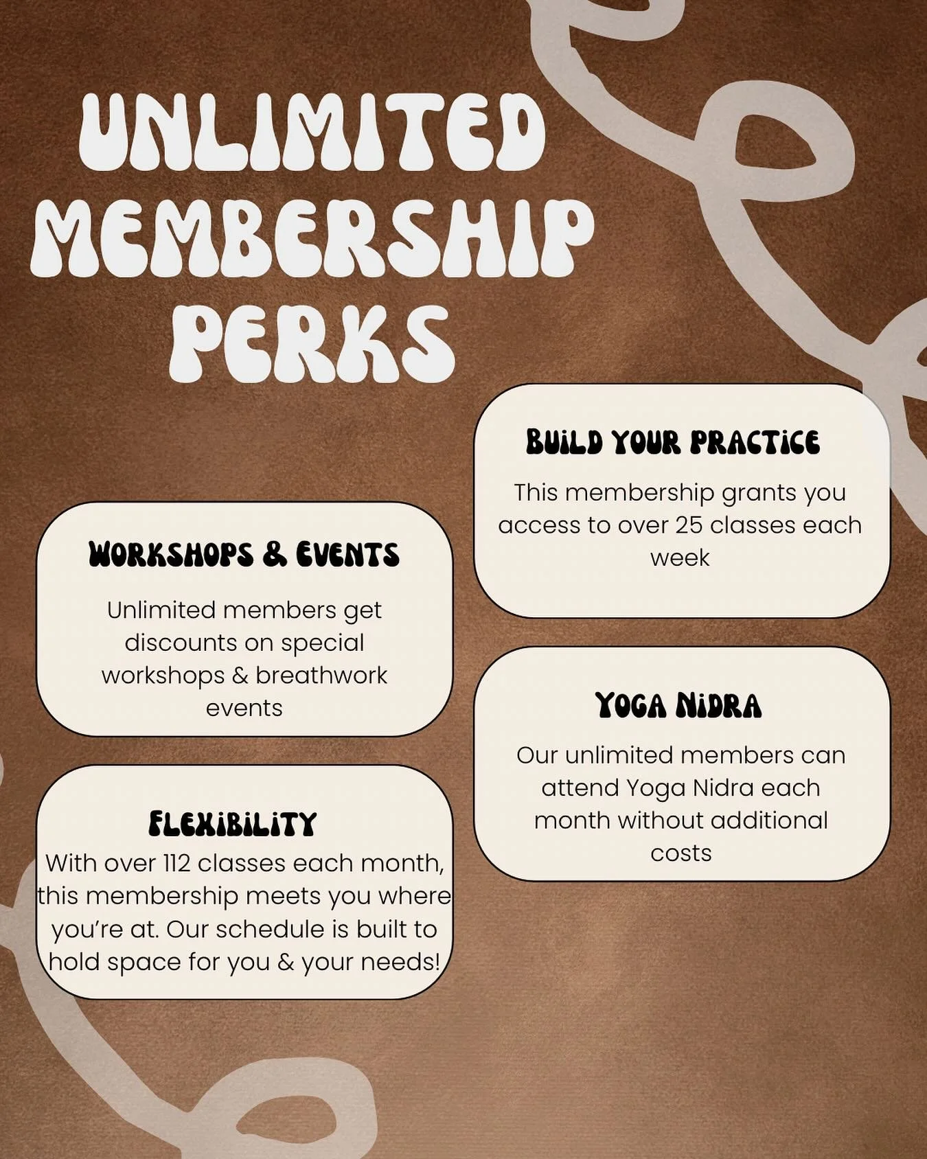 Become an unlimited member for $130 a month🫶🏽🍂 As we creep our way towards colder days, now is the best time to root into your practice🤎